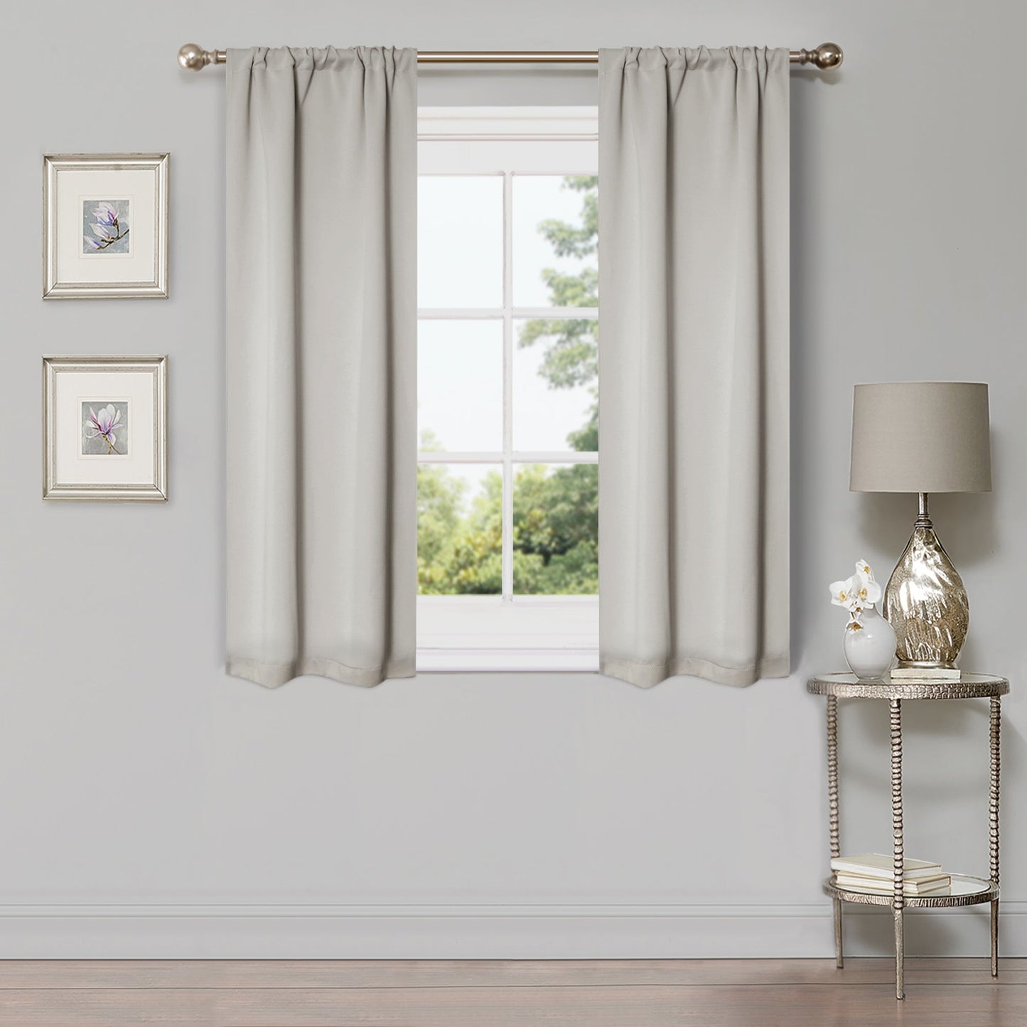 Solid Room Darkening Rod Pocket Blackout Curtain Panels. Set of 2