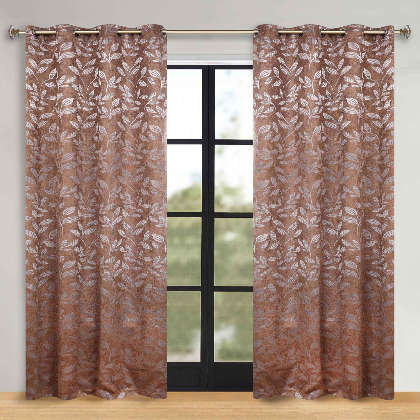 Leaves Room Darkening Washable Blackout Curtain Panels. Set of 2