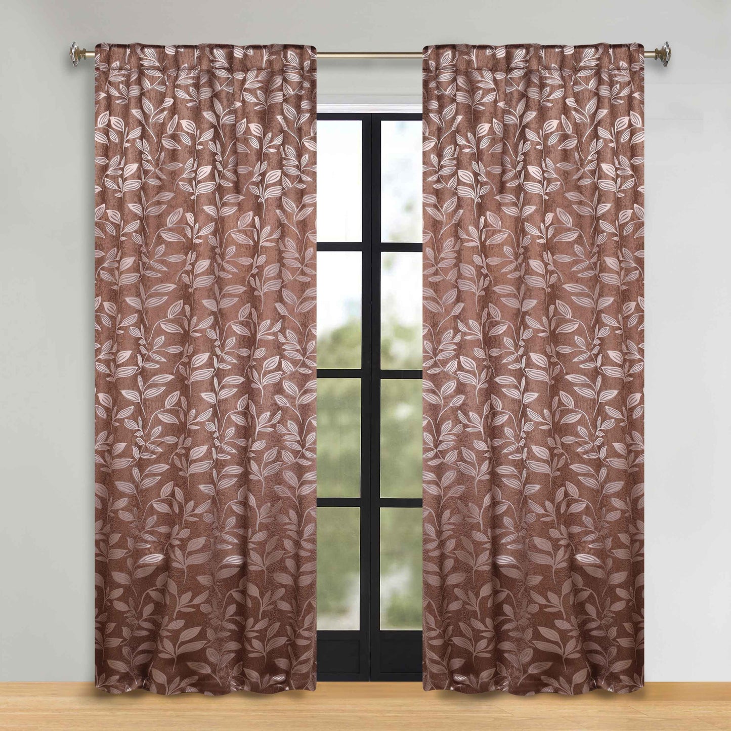 Leaves Room Darkening Back Tabs Blackout Curtain Panels. Set of 2
