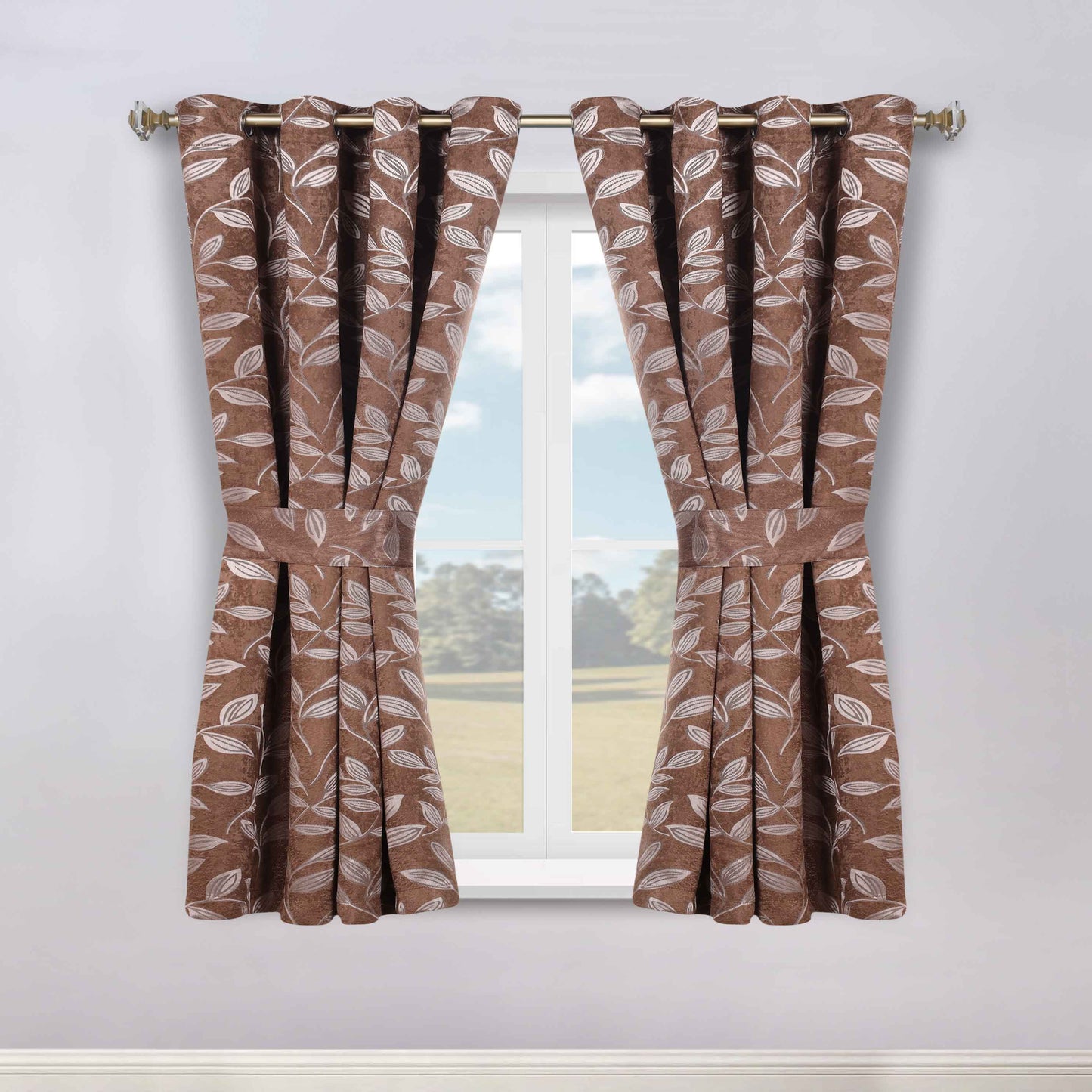 Leaves Room Darkening Washable Blackout Curtain Panels. Set of 2