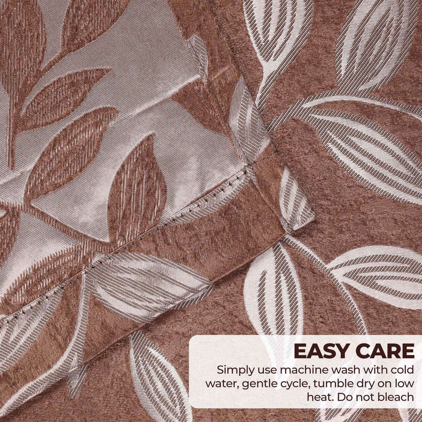 Leaves Room Darkening Washable Blackout Curtain Panels. Set of 2