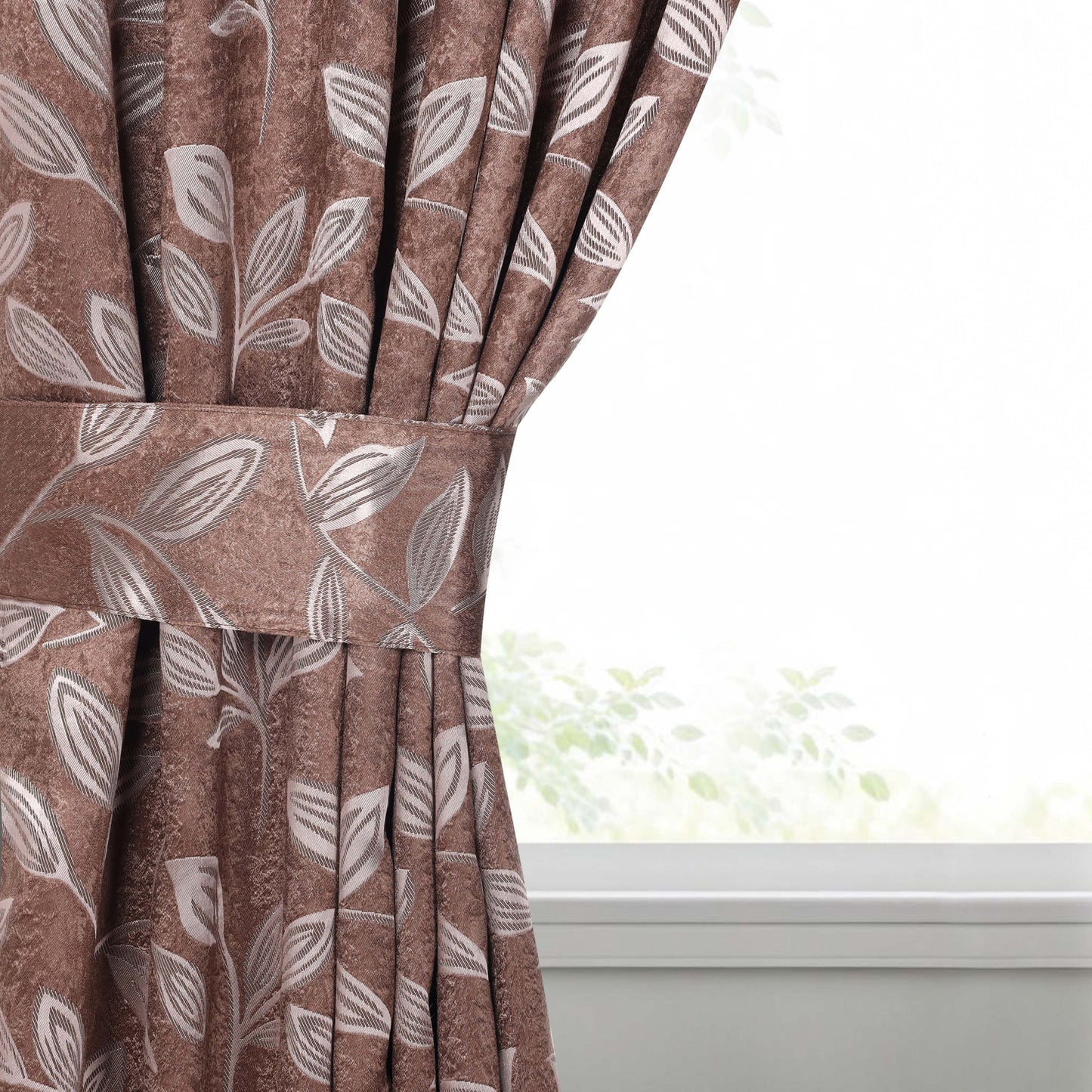 Leaves Room Darkening Washable Blackout Curtain Panels. Set of 2