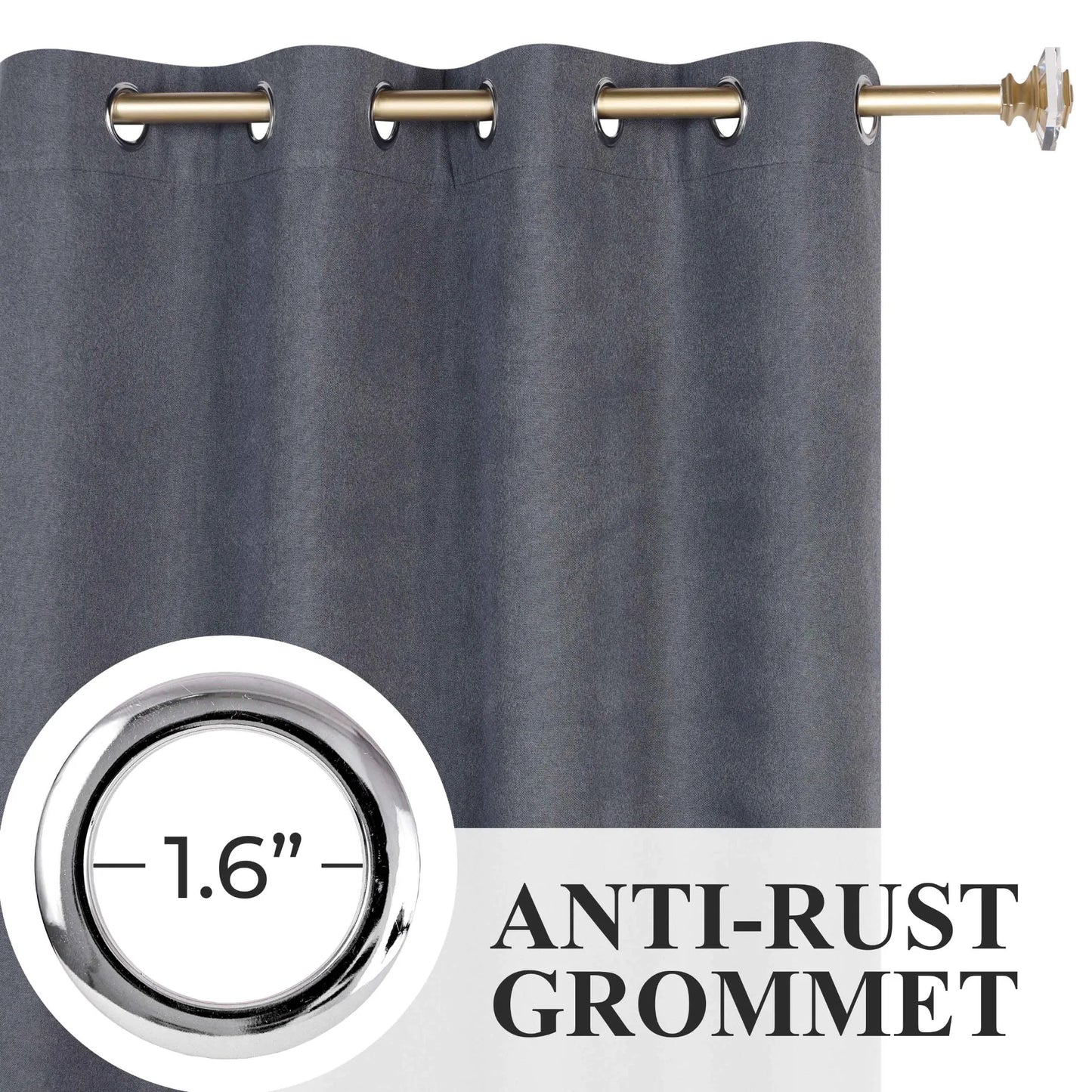 Neal 100% Blackout Machine Washable Grommet Curtains. Set of 2 Panels