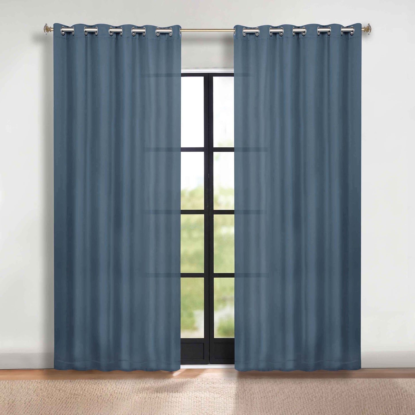 Classic Modern Solid Room Darkening Blackout Curtain Panels. Set of 2