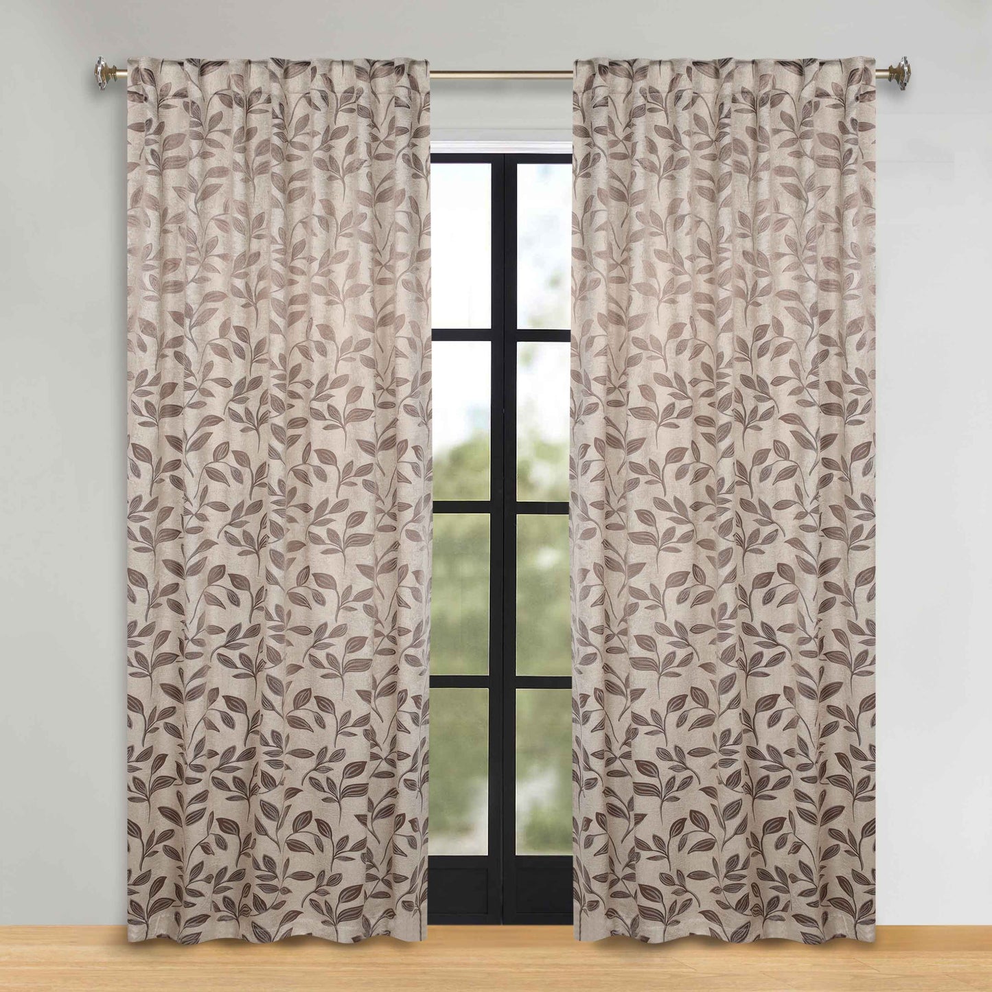 Leaves Room Darkening Back Tabs Blackout Curtain Panels. Set of 2