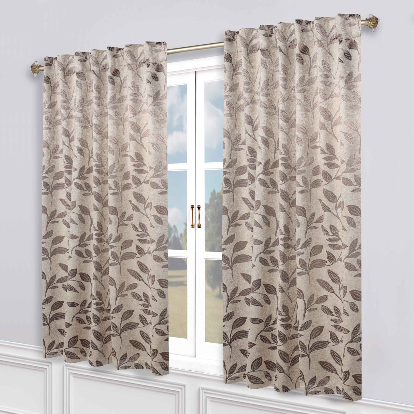 Leaves Room Darkening Back Tabs Blackout Curtain Panels. Set of 2