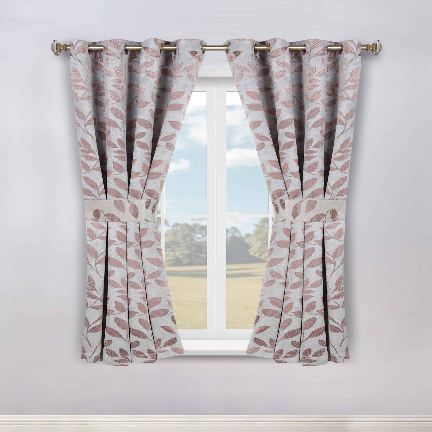 Leaves Room Darkening Washable Blackout Curtain Panels. Set of 2