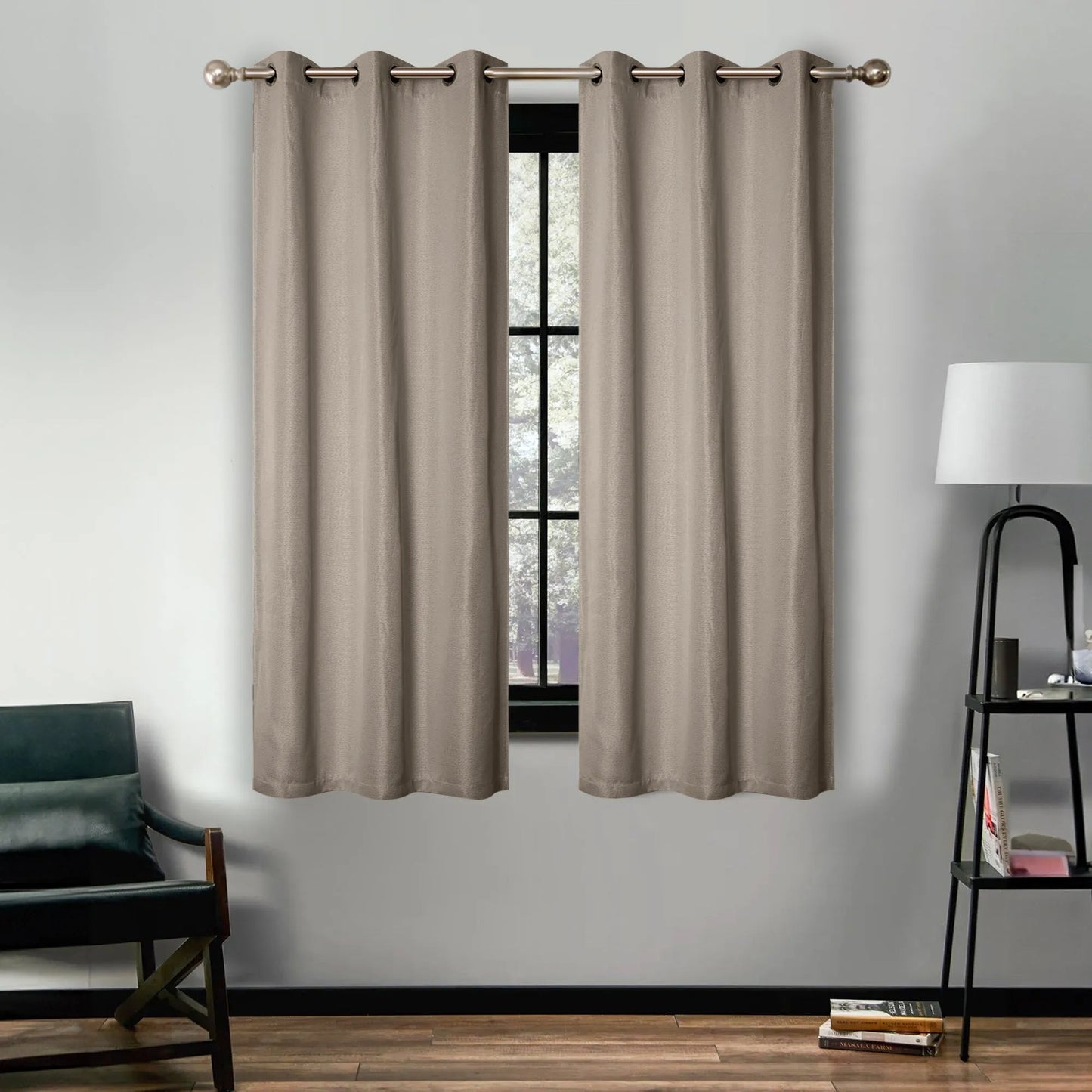 Linen Washable Room Darkening Blackout Curtains. Set of 2