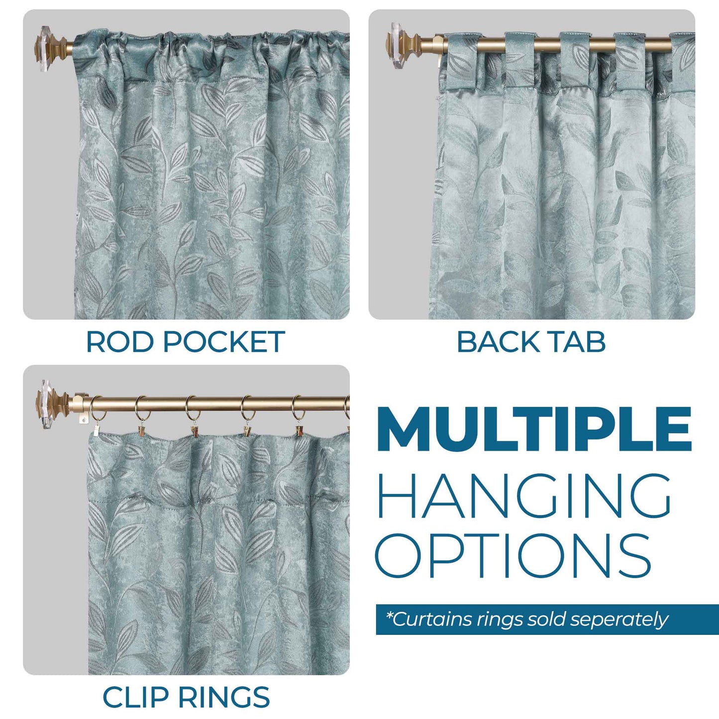 Leaves Room Darkening Back Tabs Blackout Curtain Panels. Set of 2