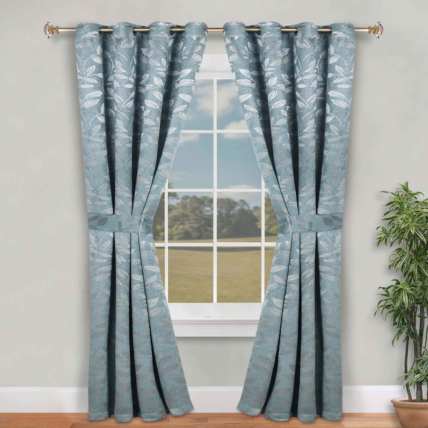 Leaves Room Darkening Washable Blackout Curtain Panels. Set of 2