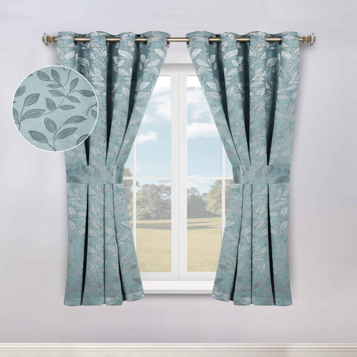 Leaves Room Darkening Washable Blackout Curtain Panels. Set of 2