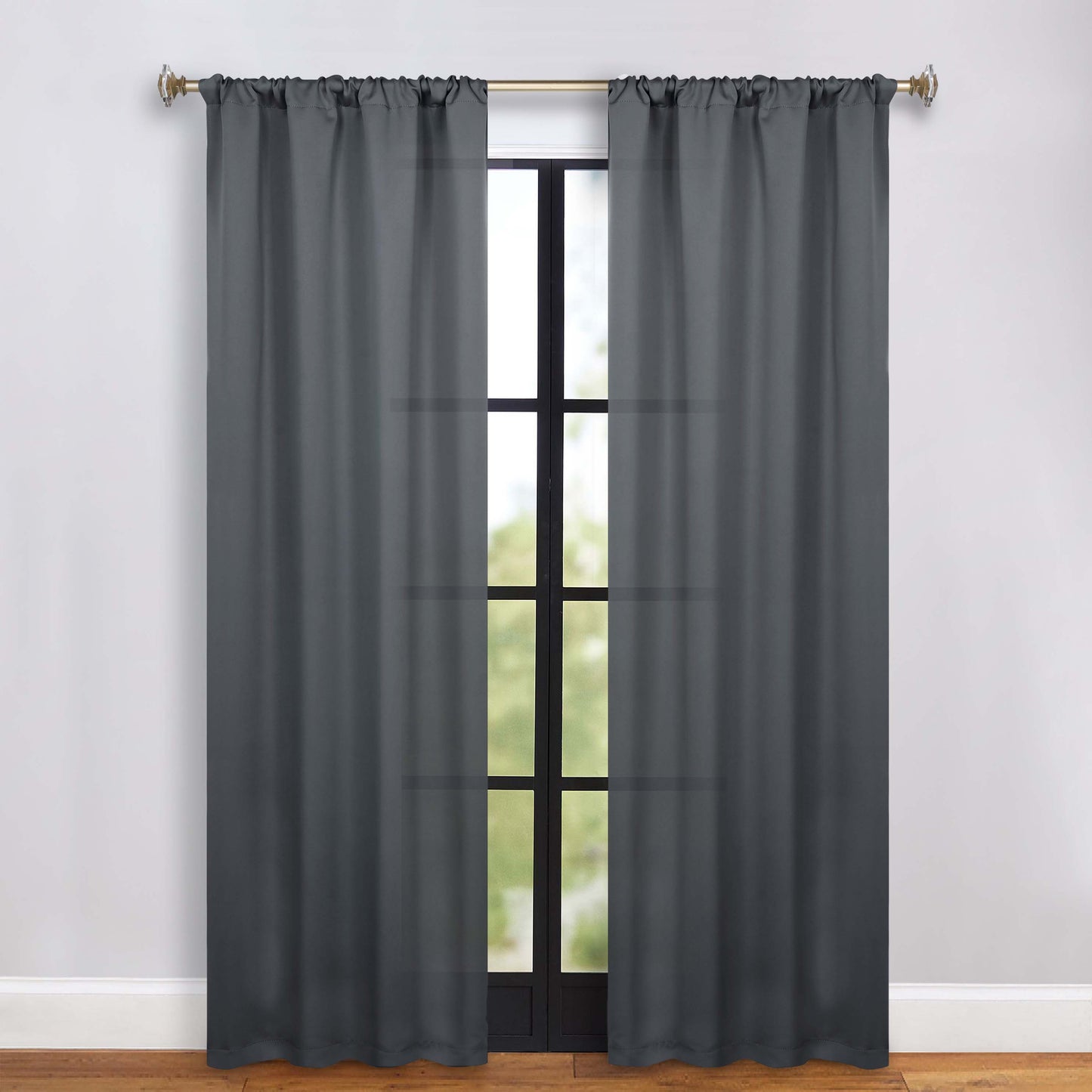 Solid Room Darkening Rod Pocket Blackout Curtain Panels. Set of 2