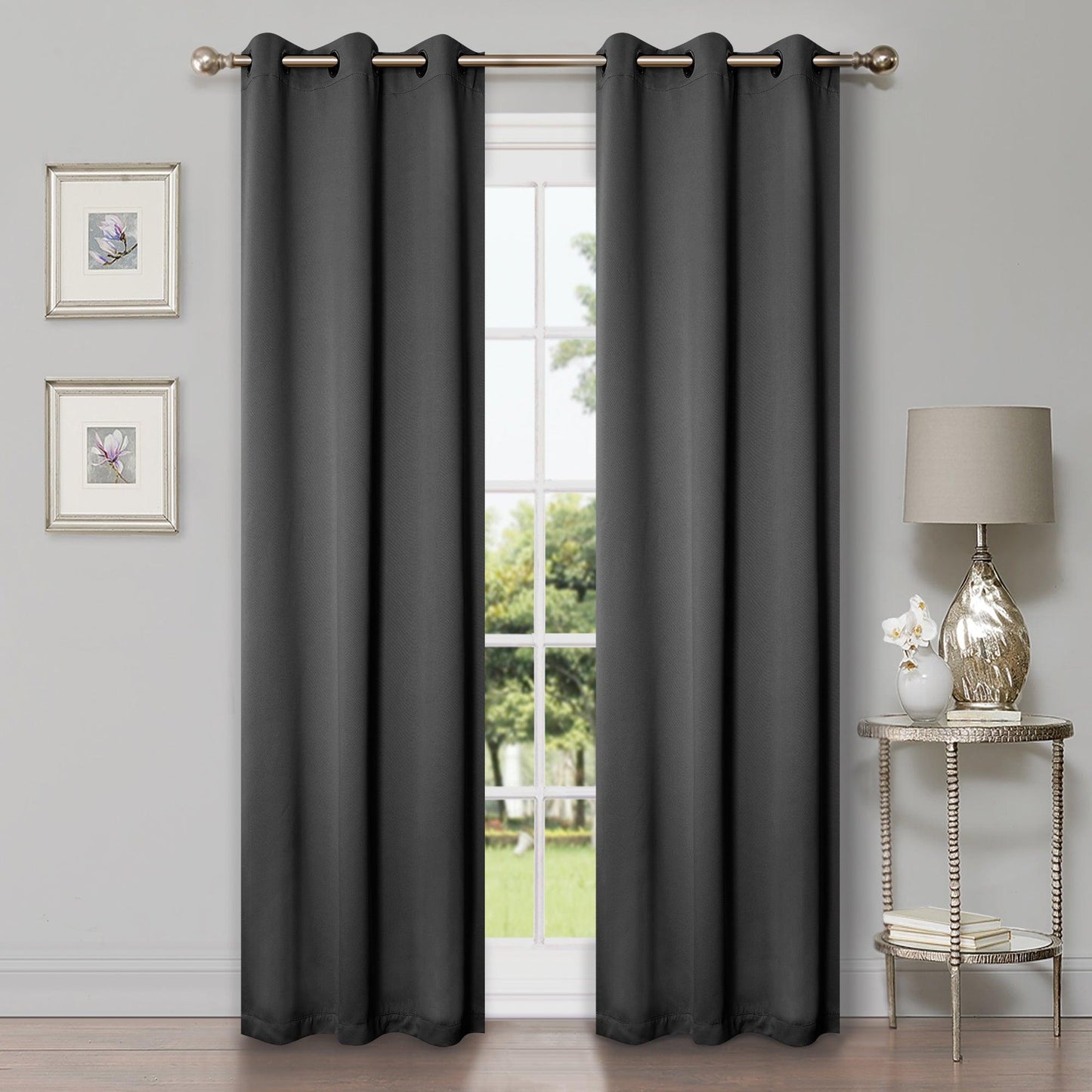 Solid Machine Washable Room Darkening Blackout Curtains. Set of 2
