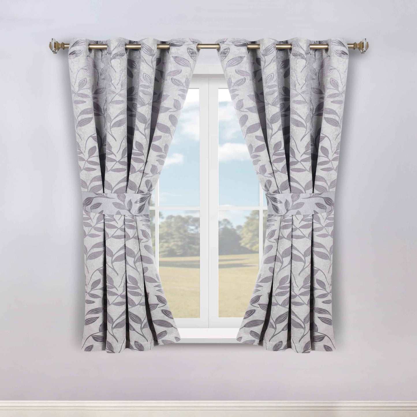 Leaves Room Darkening Washable Blackout Curtain Panels. Set of 2