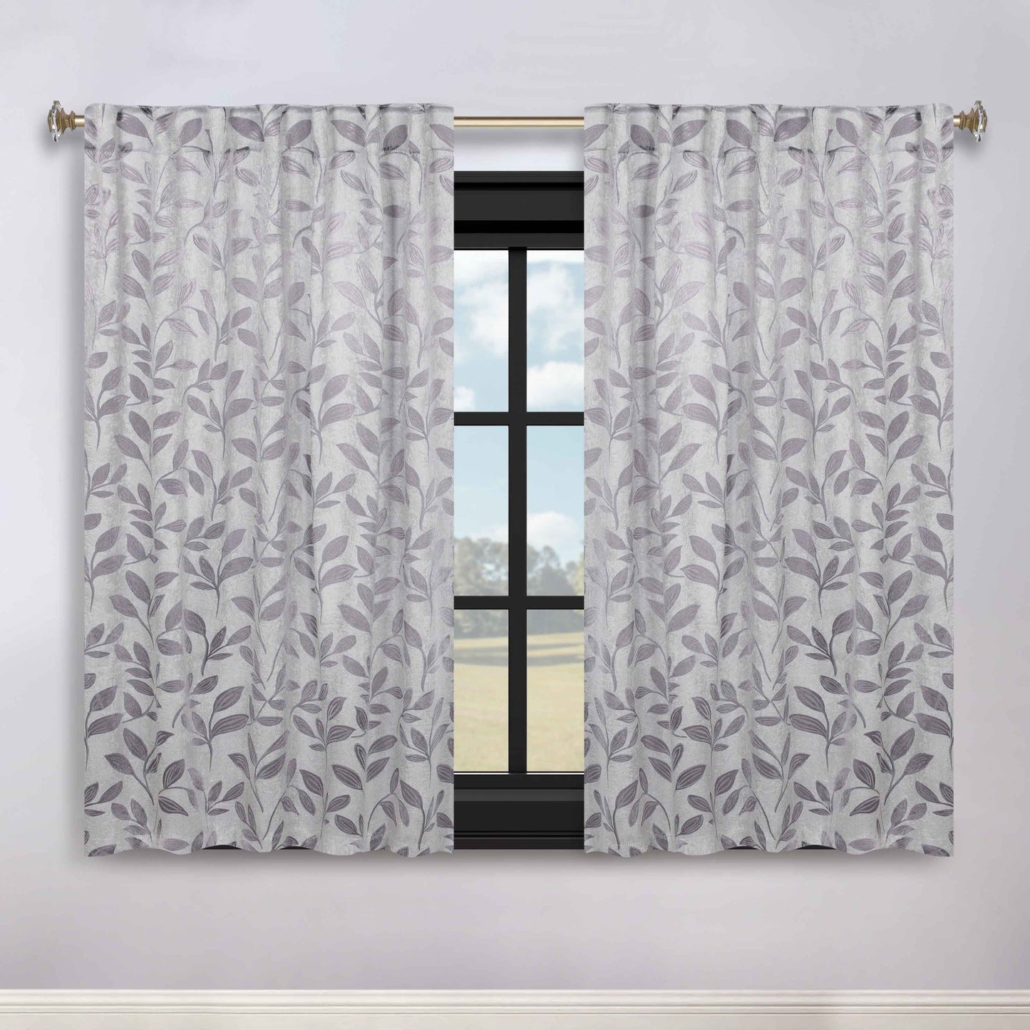 Leaves Room Darkening Back Tabs Blackout Curtain Panels. Set of 2