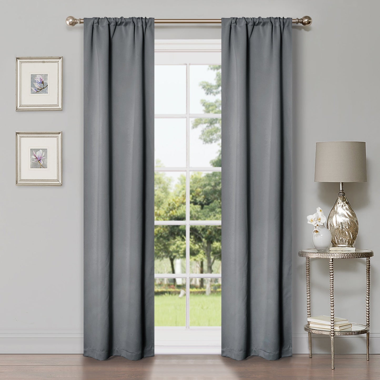 Solid Room Darkening Rod Pocket Blackout Curtain Panels. Set of 2