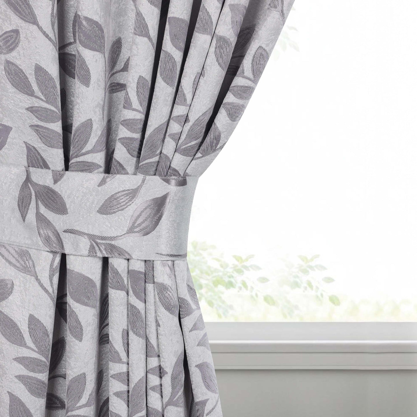 Leaves Room Darkening Washable Blackout Curtain Panels. Set of 2