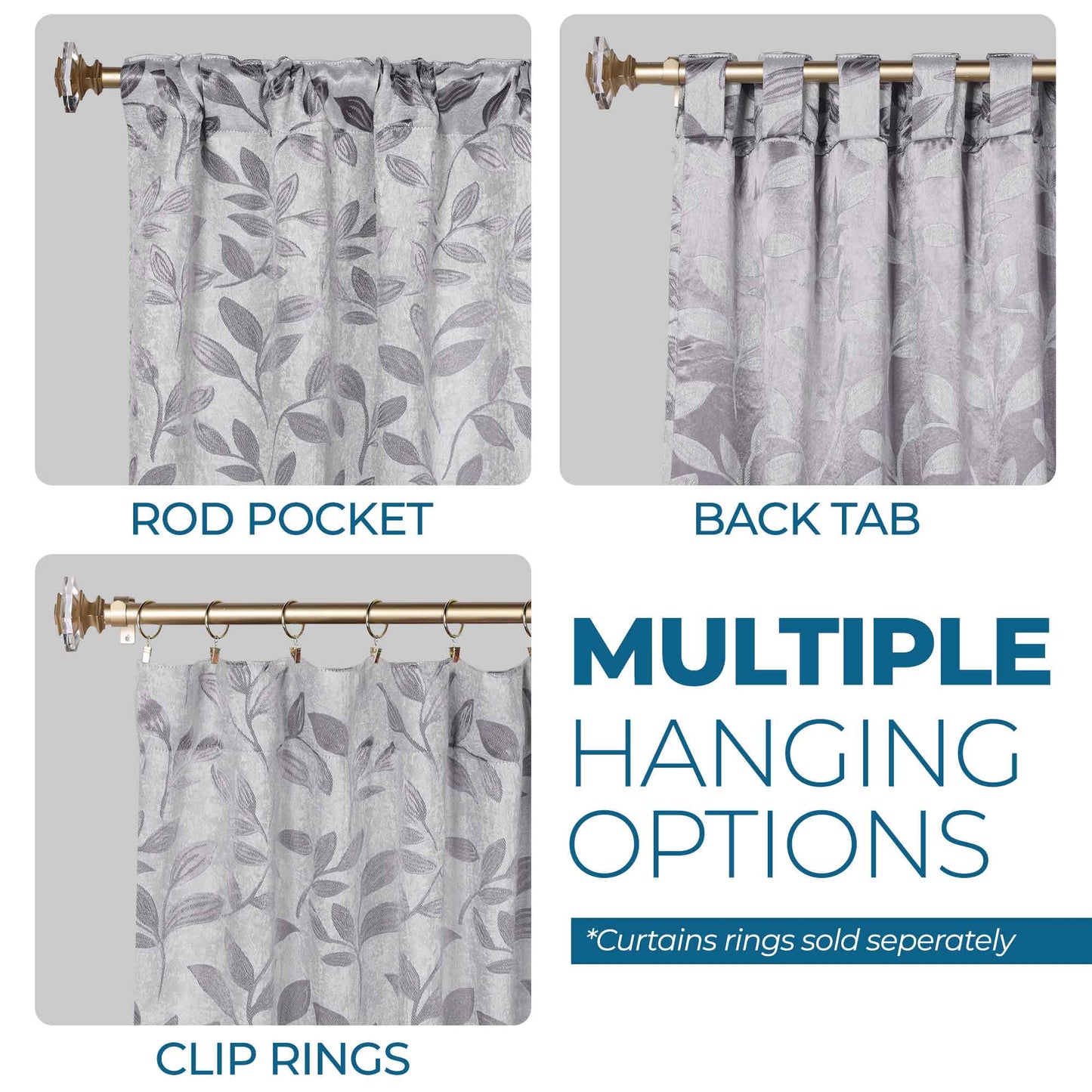 Leaves Room Darkening Back Tabs Blackout Curtain Panels. Set of 2