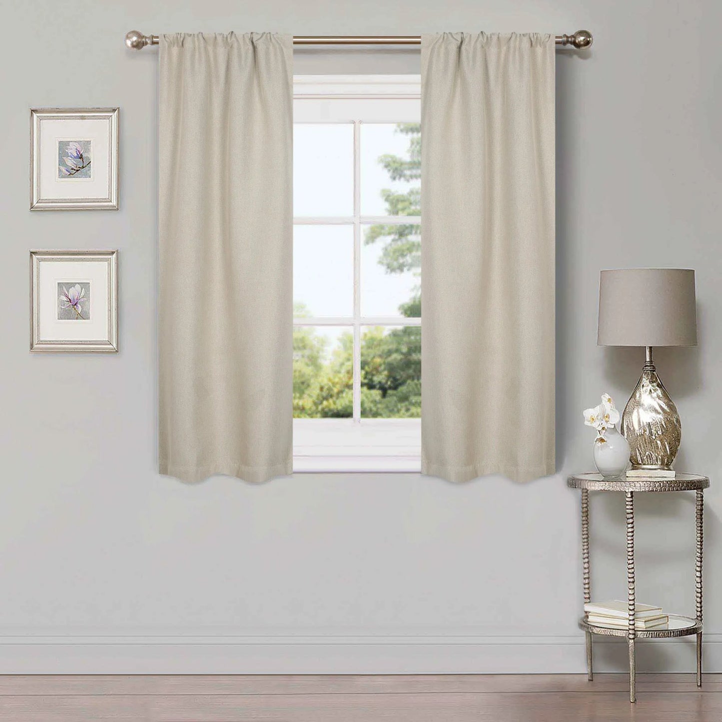 Linen Washable Room Darkening Blackout Curtains. Set of 2