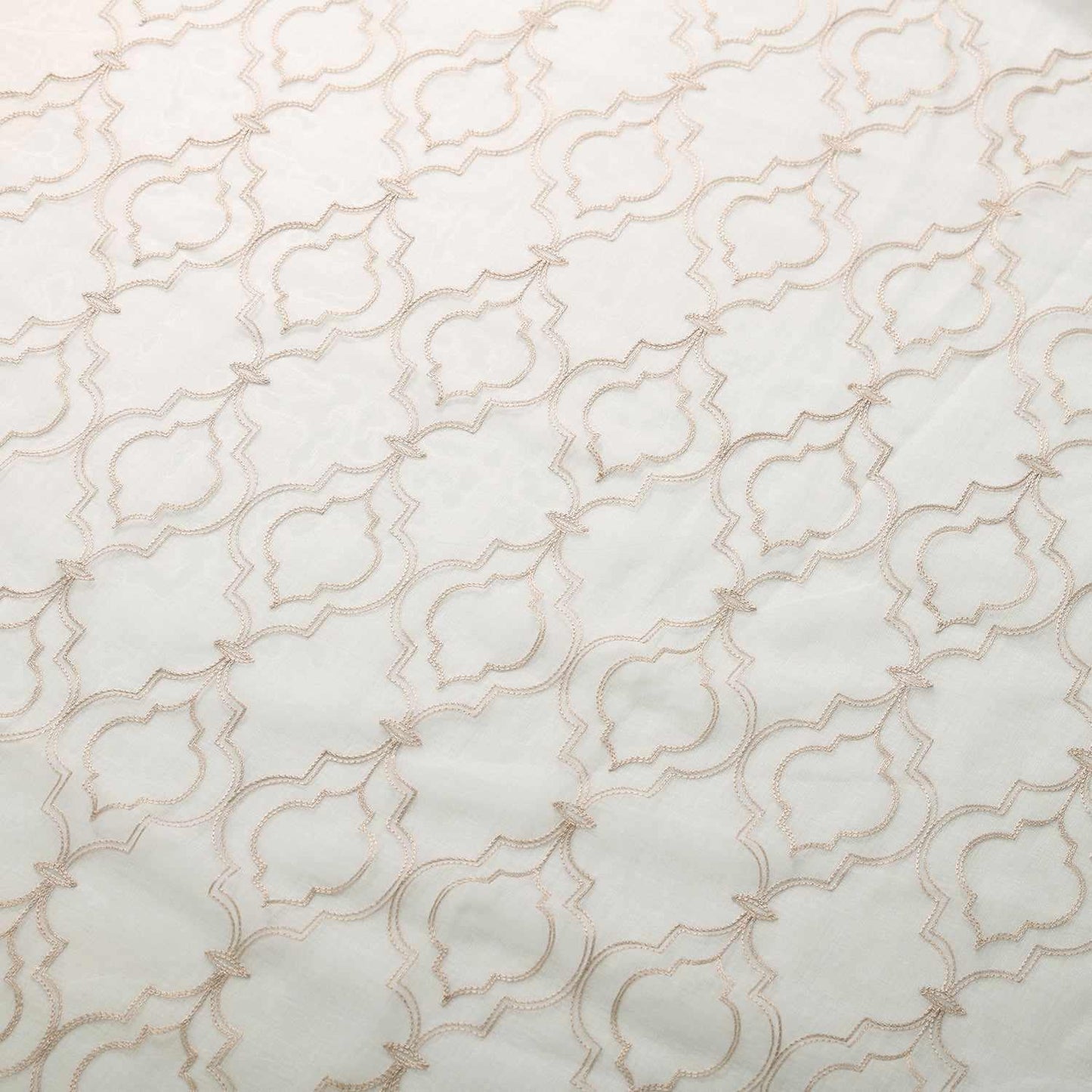 Imperial Trellis Embroidered Sheer Grommet Curtain Panel Set