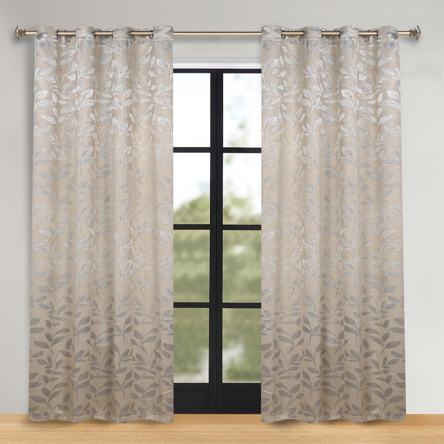 Leaves Room Darkening Washable Blackout Curtain Panels. Set of 2