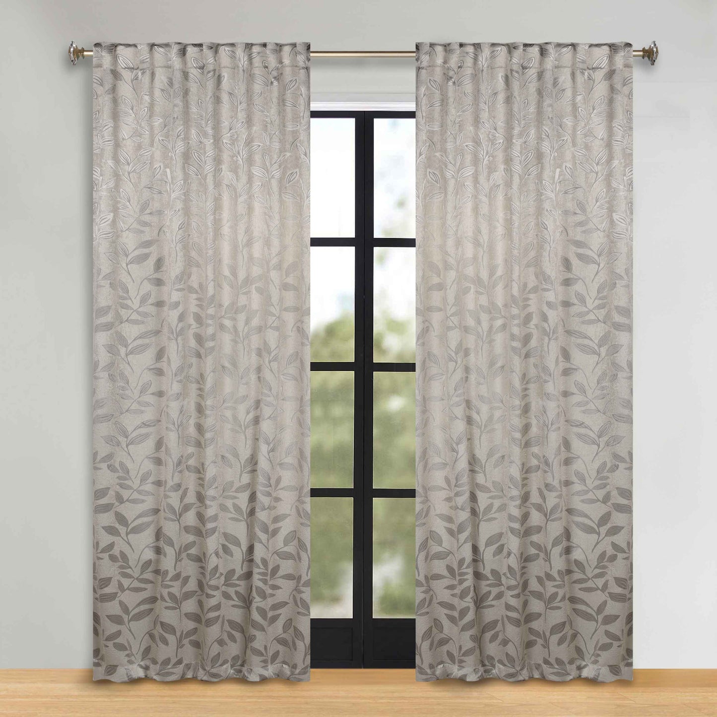 Leaves Room Darkening Back Tabs Blackout Curtain Panels. Set of 2