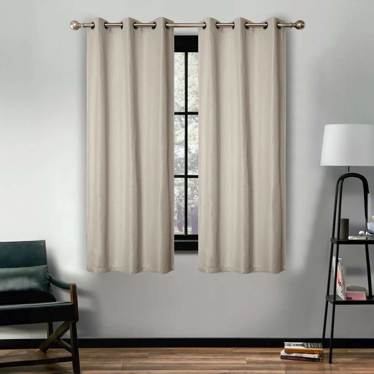 Linen Washable Room Darkening Blackout Curtains. Set of 2