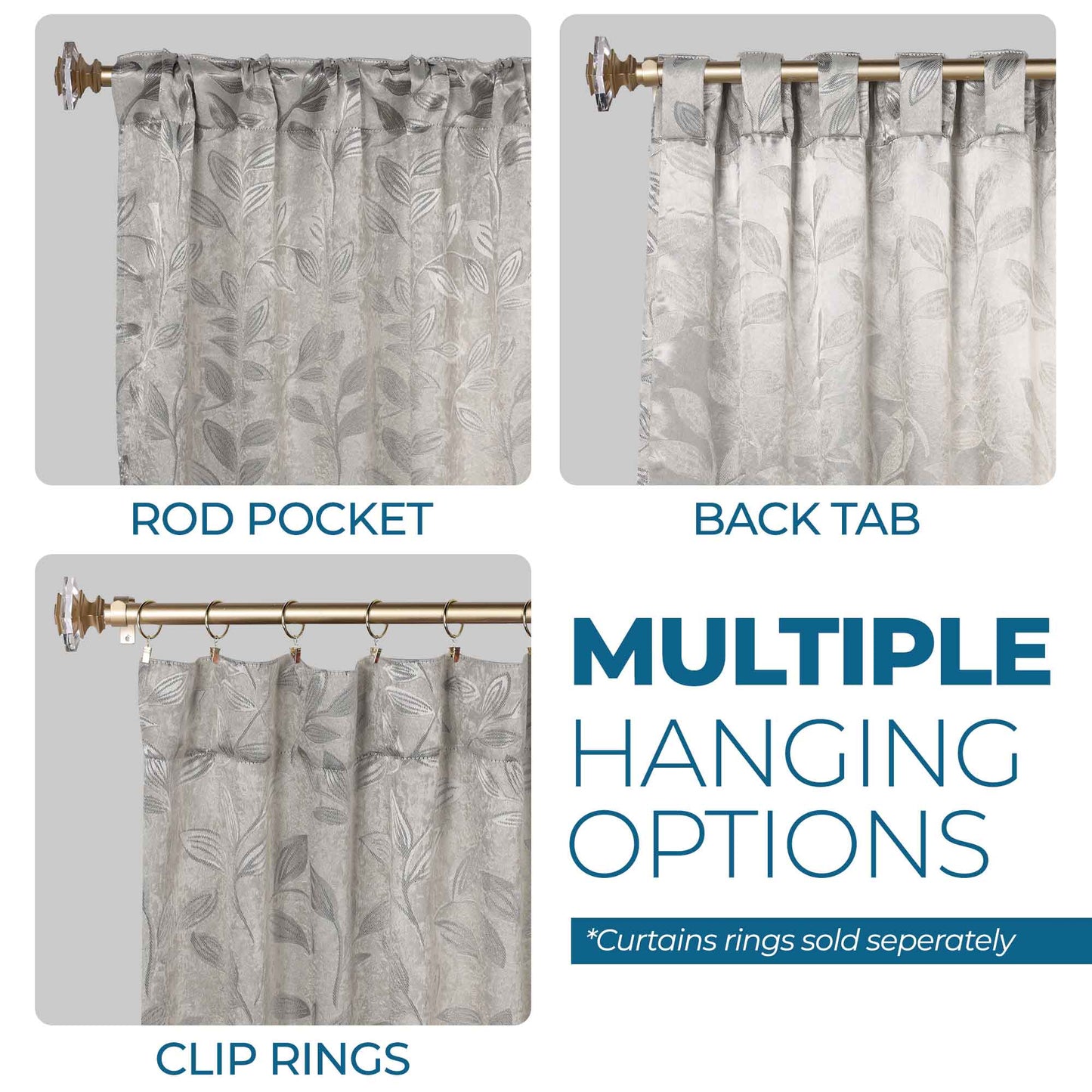 Leaves Room Darkening Back Tabs Blackout Curtain Panels. Set of 2