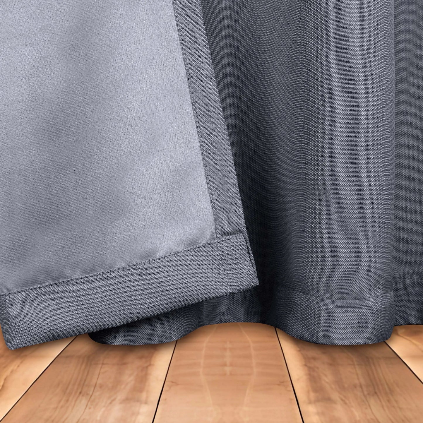 Linen Pattern Washable Room Darkening Blackout Curtains. Set of 2