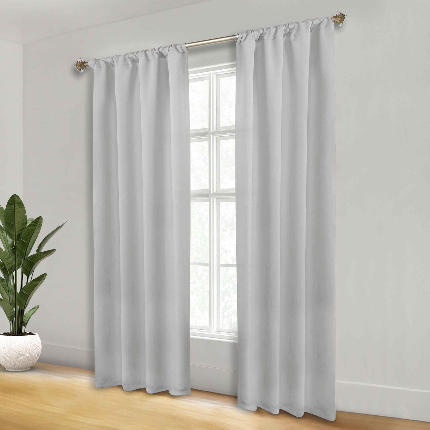 Solid Room Darkening Rod Pocket Blackout Curtain Panels. Set of 2