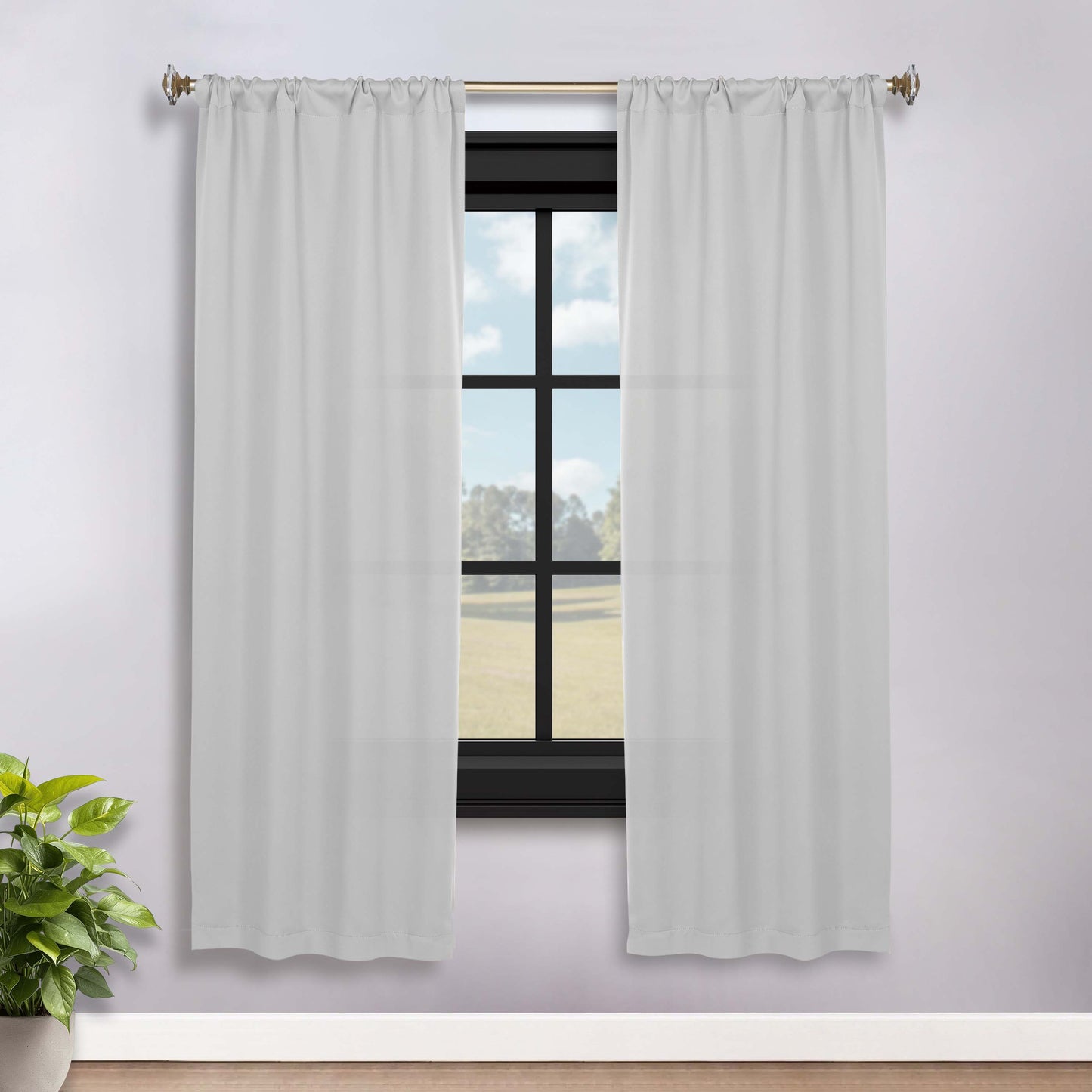 Solid Room Darkening Rod Pocket Blackout Curtain Panels. Set of 2