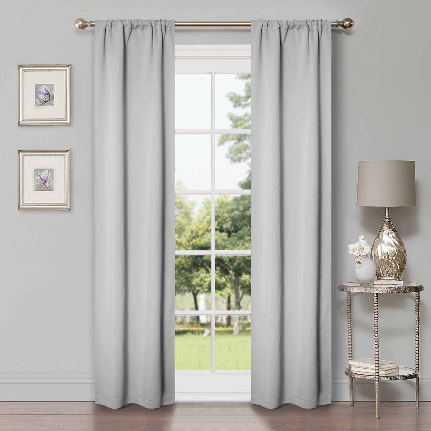 Solid Room Darkening Rod Pocket Blackout Curtain Panels. Set of 2