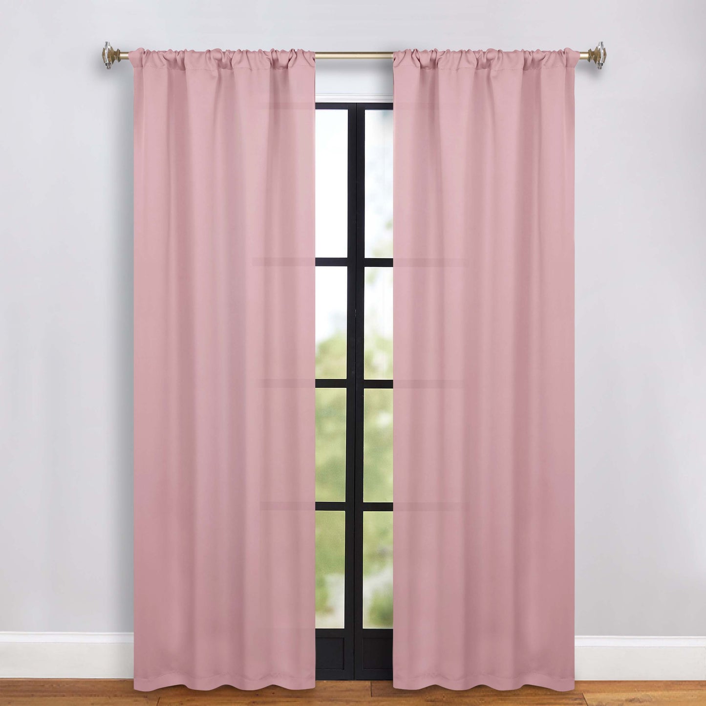 Solid Room Darkening Rod Pocket Blackout Curtain Panels. Set of 2