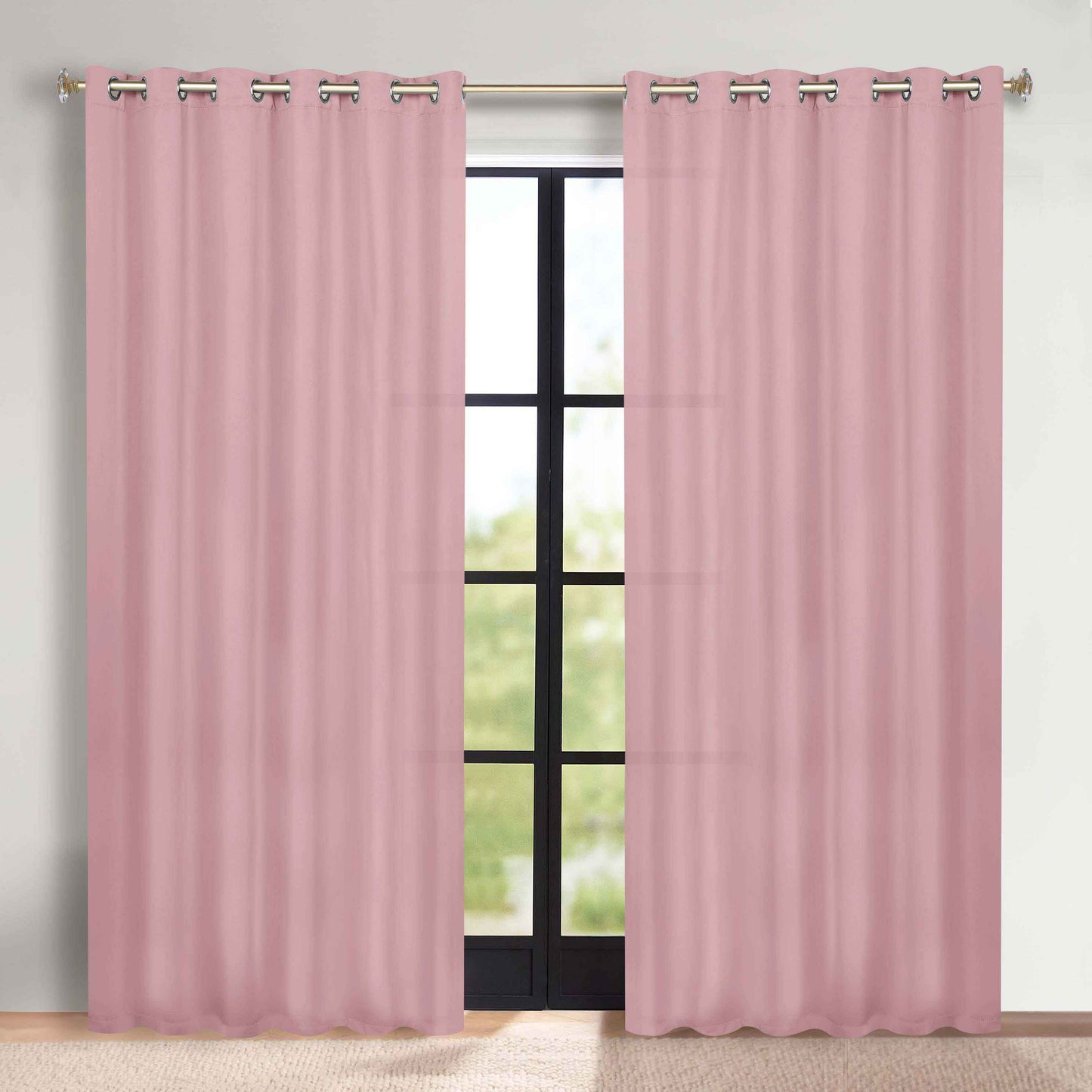 Classic Modern Solid Room Darkening Blackout Curtain Panels. Set of 2