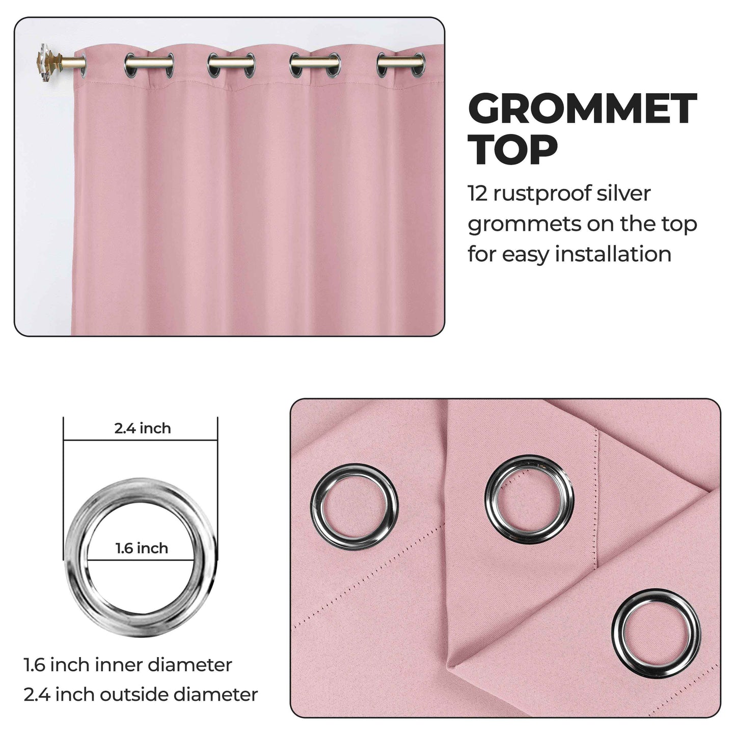 Classic Modern Solid Room Darkening Blackout Curtain Panels. Set of 2