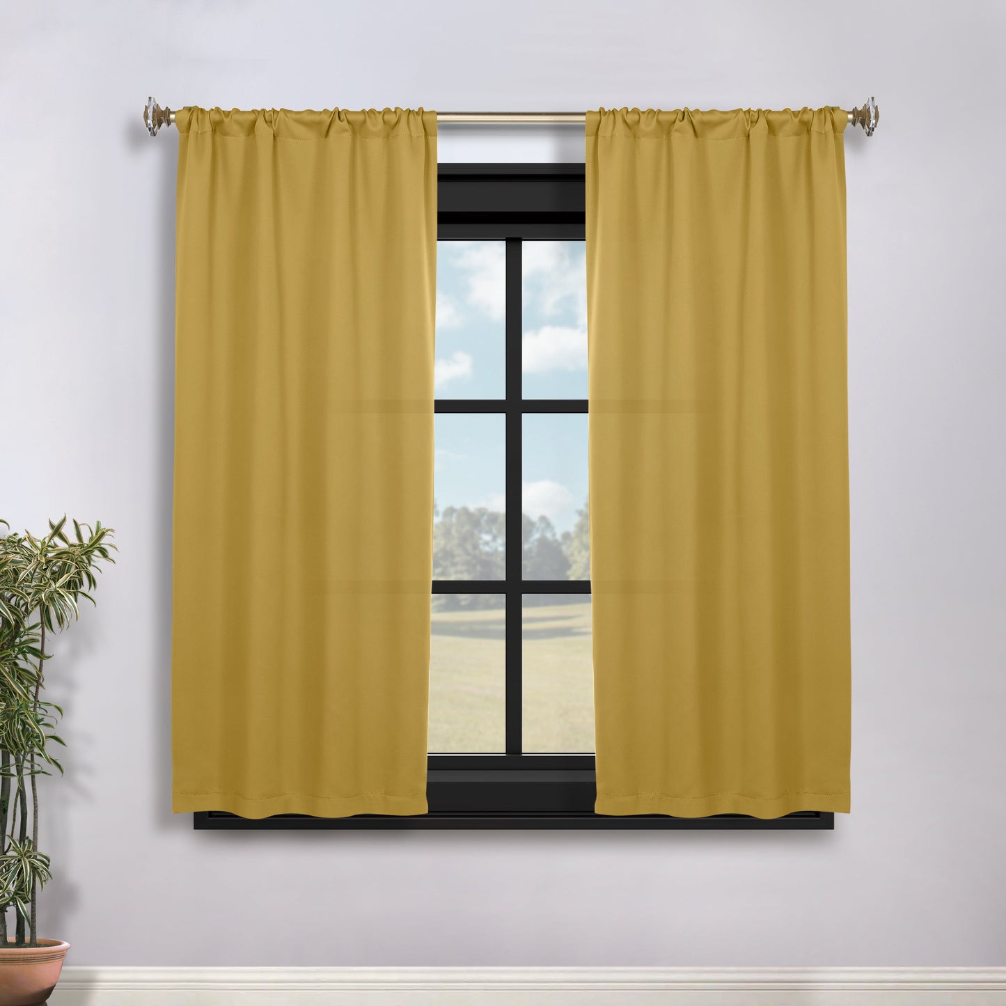 Solid Room Darkening Rod Pocket Blackout Curtain Panels. Set of 2