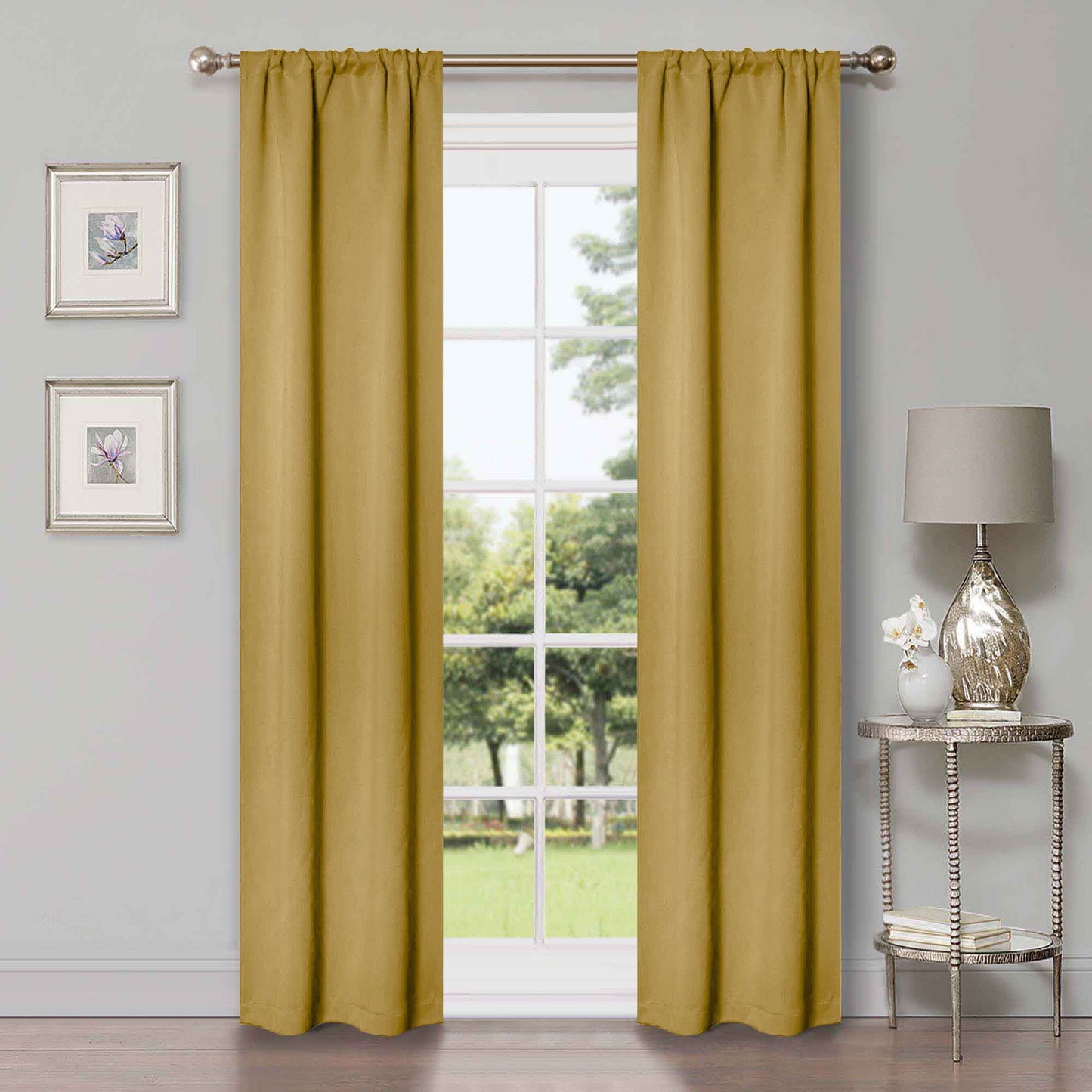 Solid Room Darkening Rod Pocket Blackout Curtain Panels. Set of 2