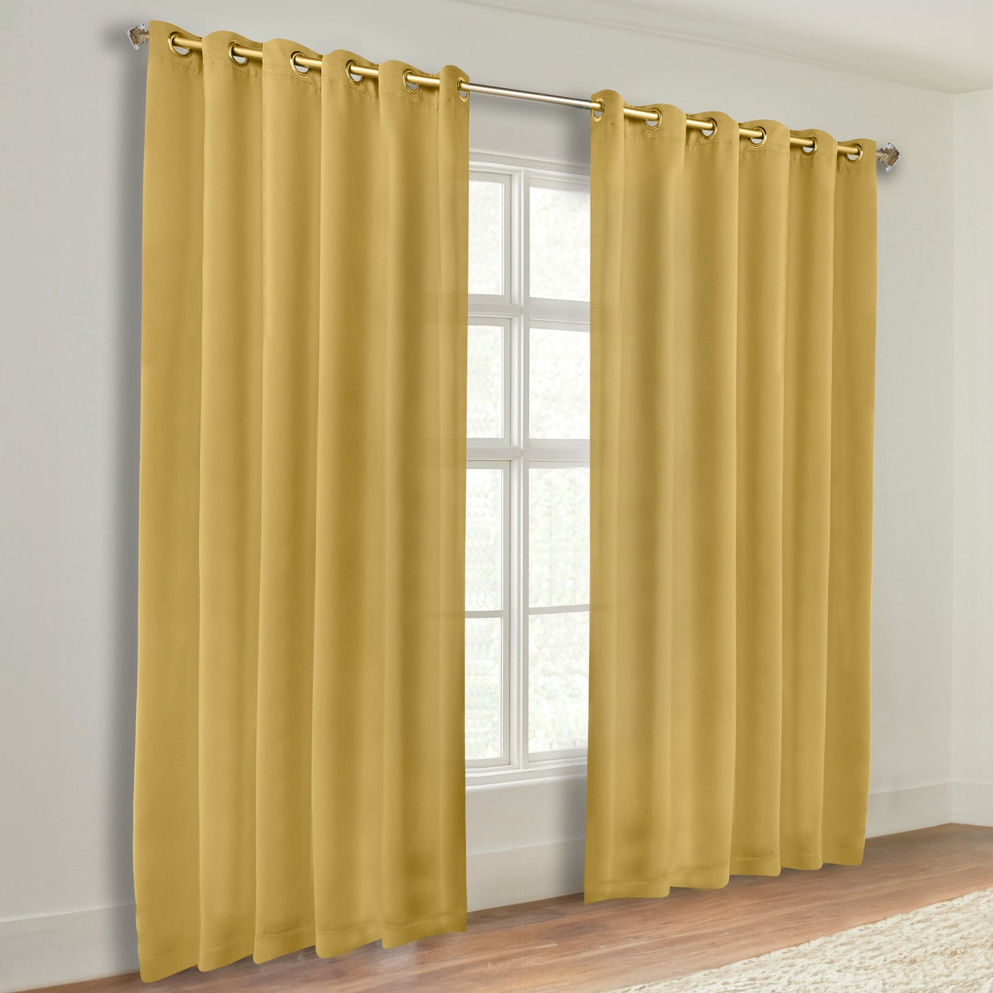 Classic Modern Solid Room Darkening Blackout Curtain Panels. Set of 2