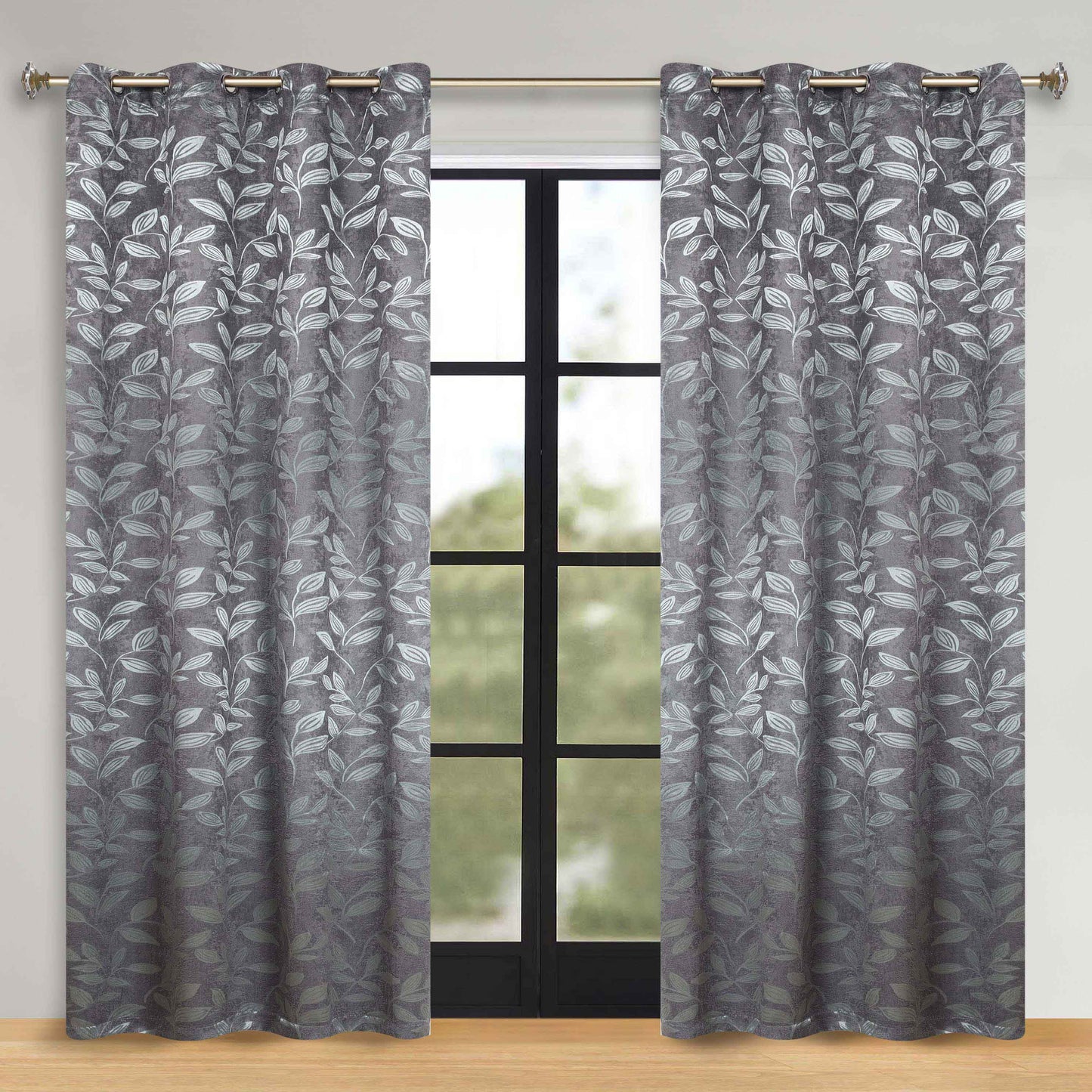 Leaves Room Darkening Washable Blackout Curtain Panels. Set of 2