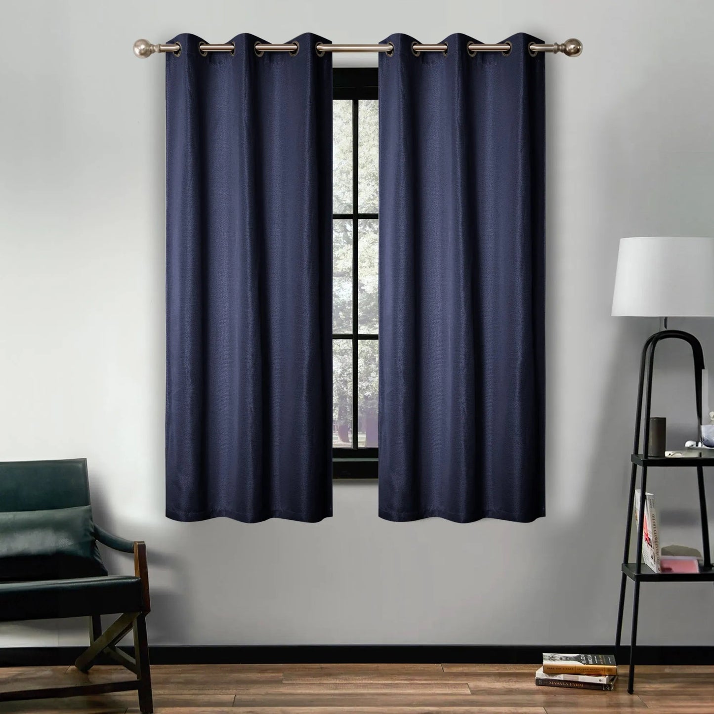 Linen Pattern Washable Room Darkening Blackout Curtains. Set of 2