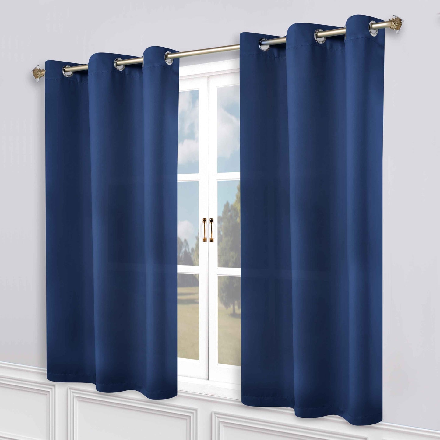 Classic Modern Solid Room Darkening Blackout Curtain Panels. Set of 2