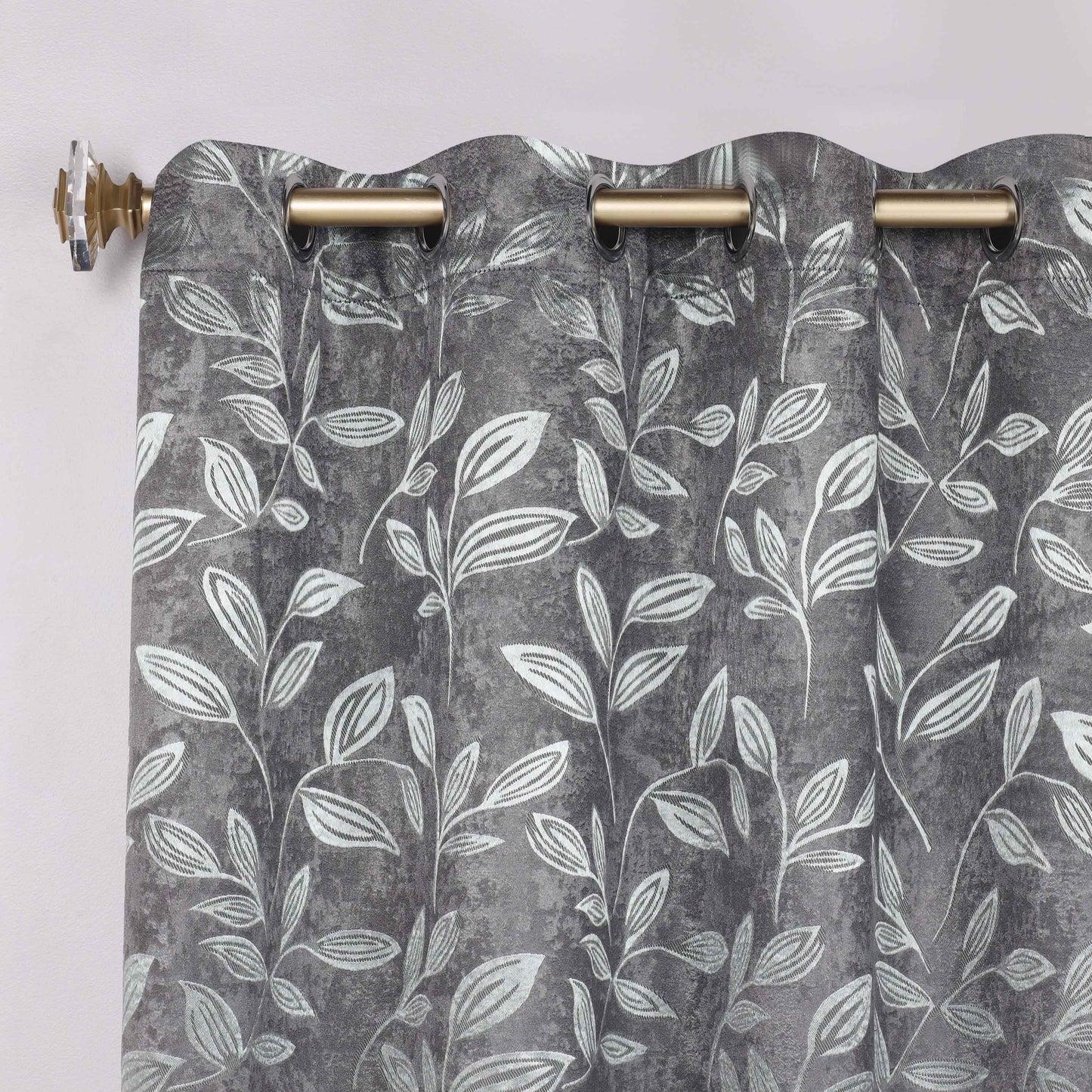 Leaves Room Darkening Washable Blackout Curtain Panels. Set of 2