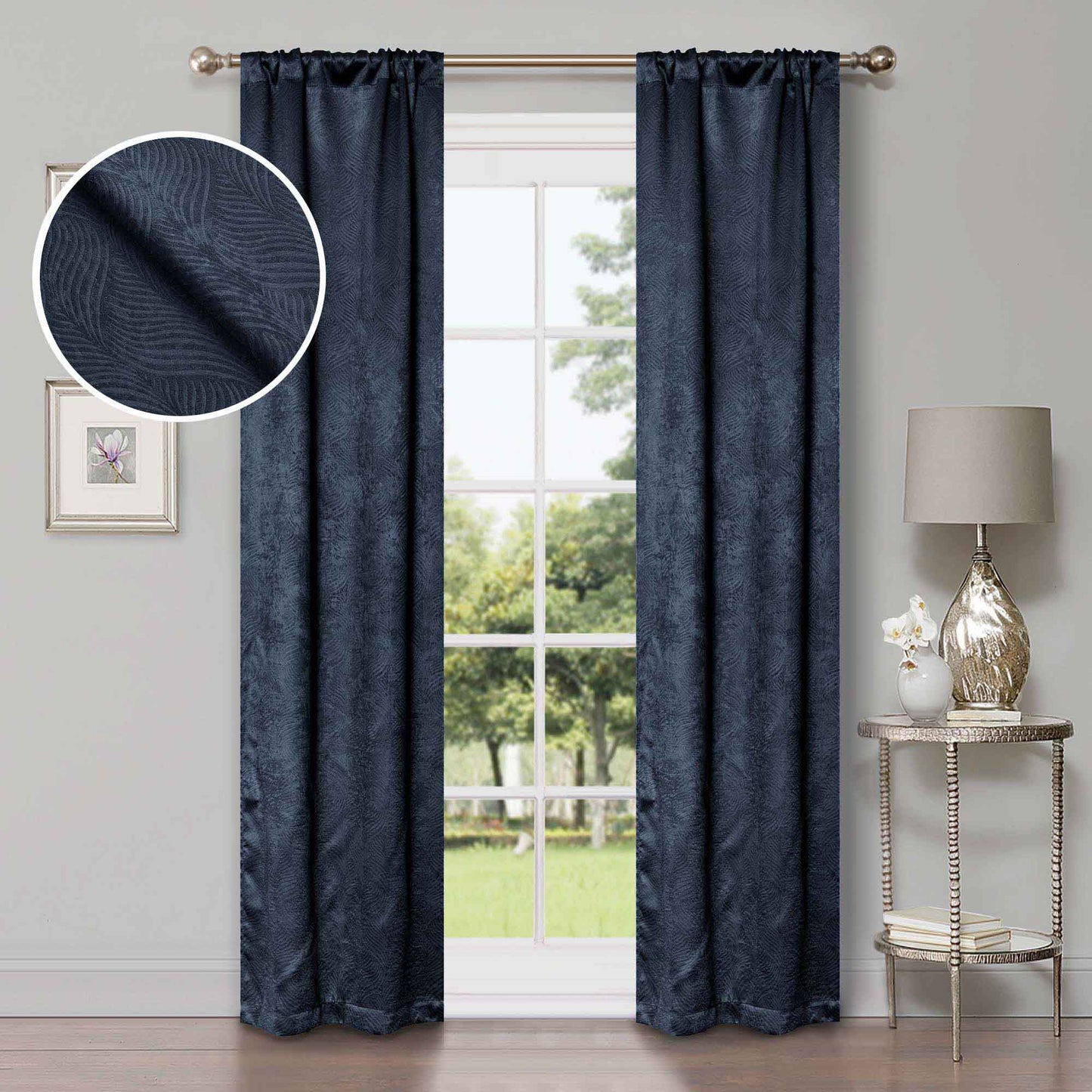 Waverly Geometric Washable Room Darkening Blackout Curtains. Set of 2