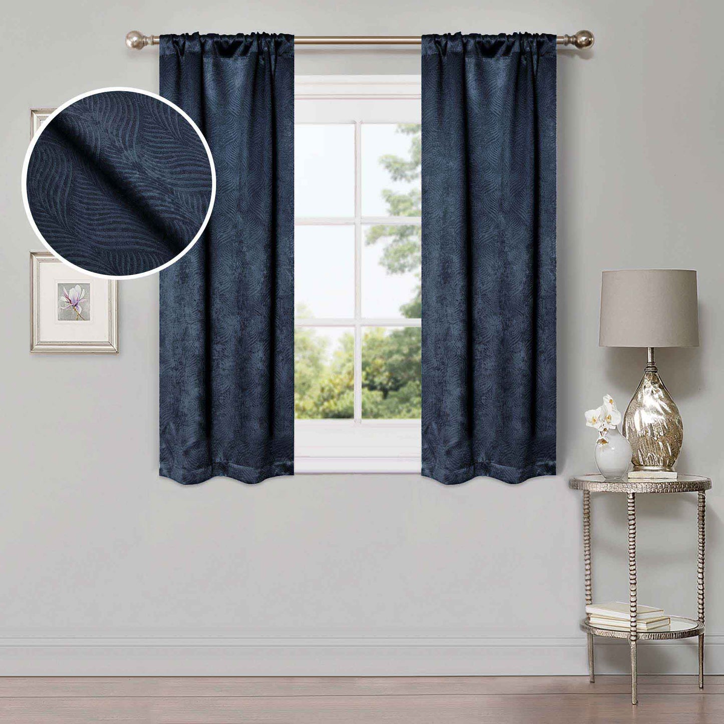 Waverly Geometric Washable Room Darkening Blackout Curtains. Set of 2