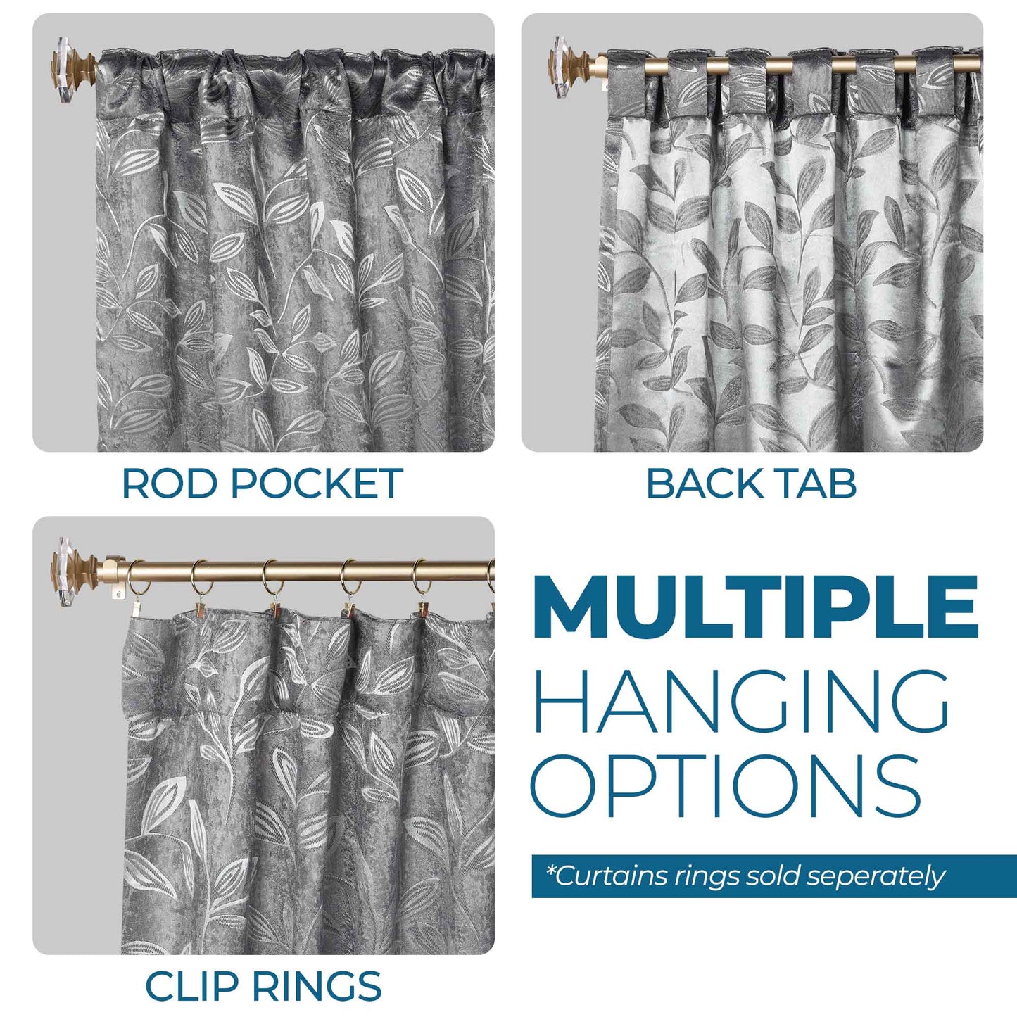 Leaves Room Darkening Back Tabs Blackout Curtain Panels. Set of 2