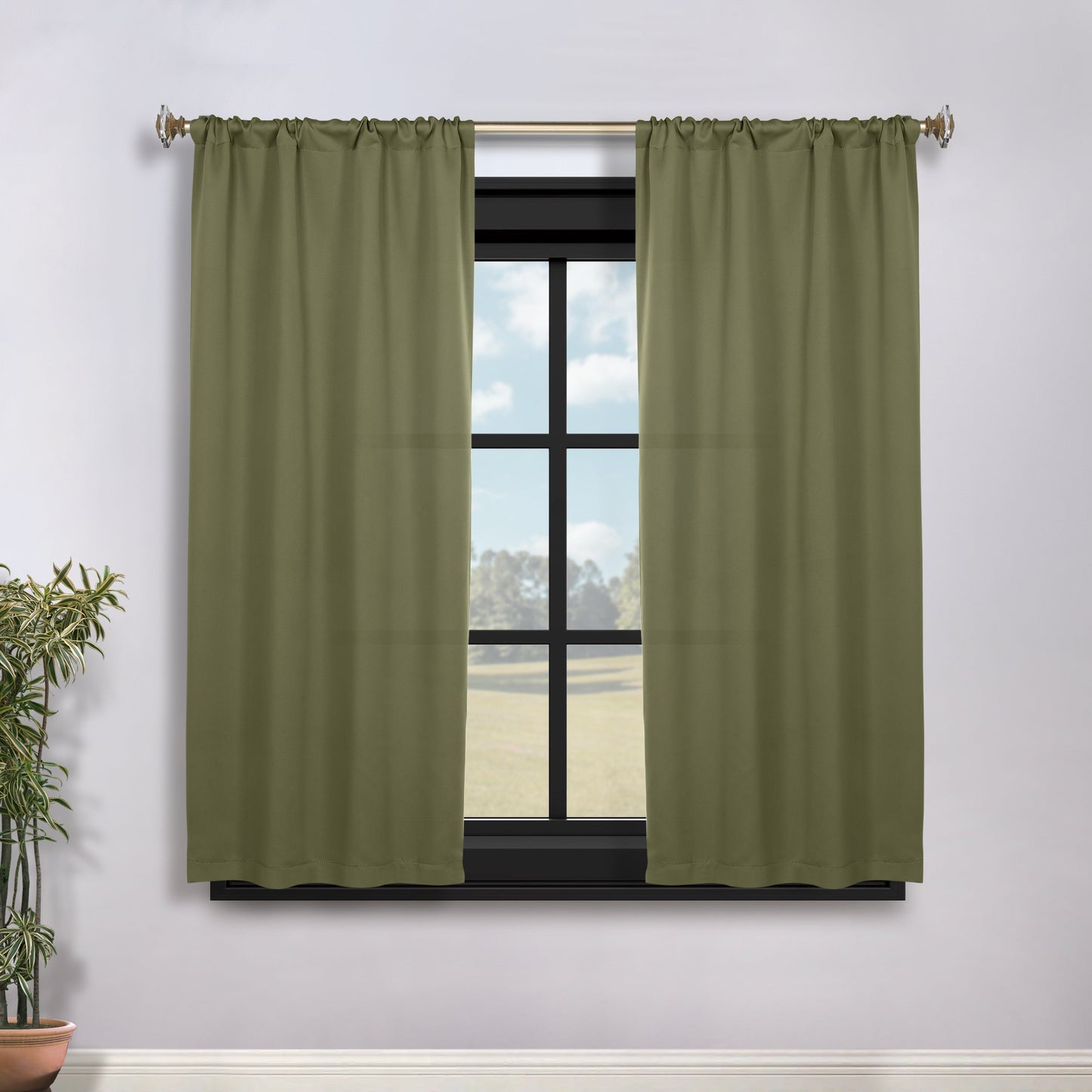 Solid Room Darkening Rod Pocket Blackout Curtain Panels. Set of 2