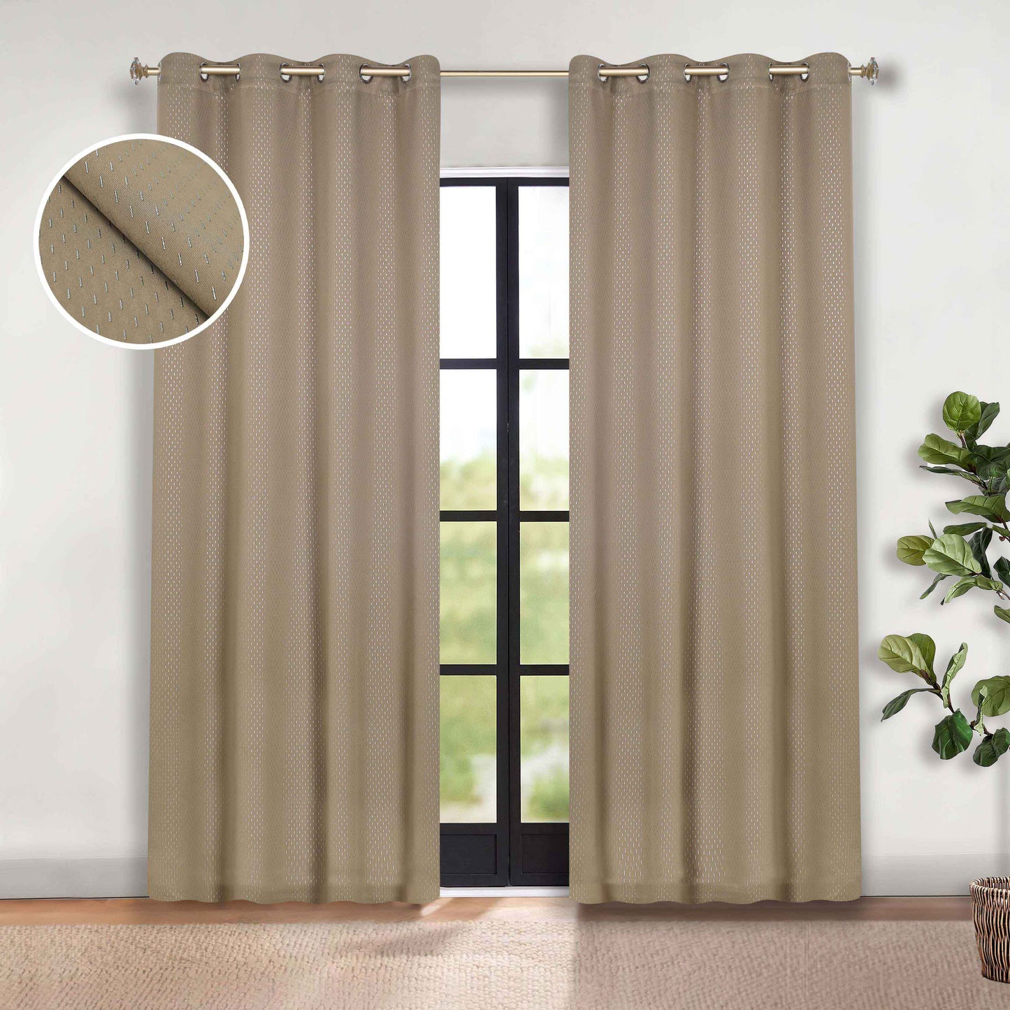 Modern Shimmer Washable Room Darkening Blackout Curtains. Set of 2