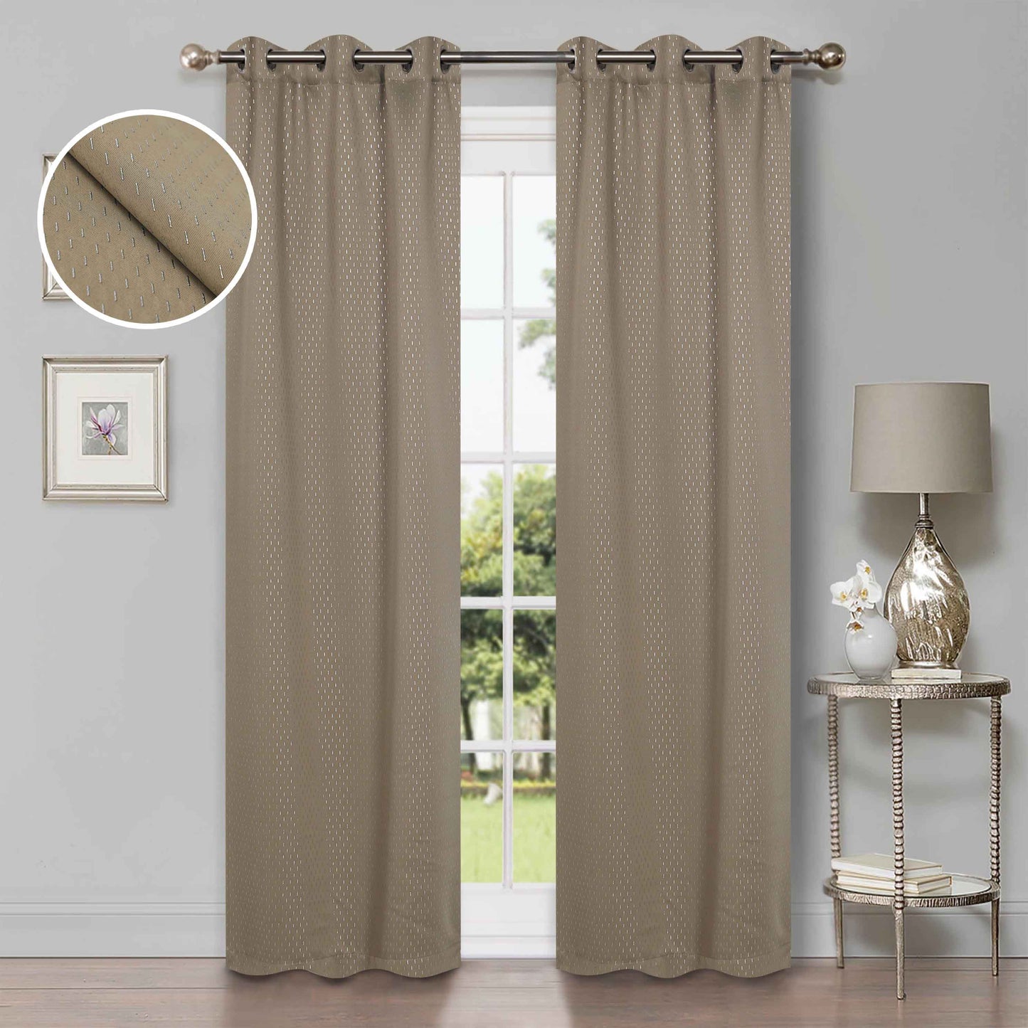 Modern Shimmer Washable Room Darkening Blackout Curtains. Set of 2