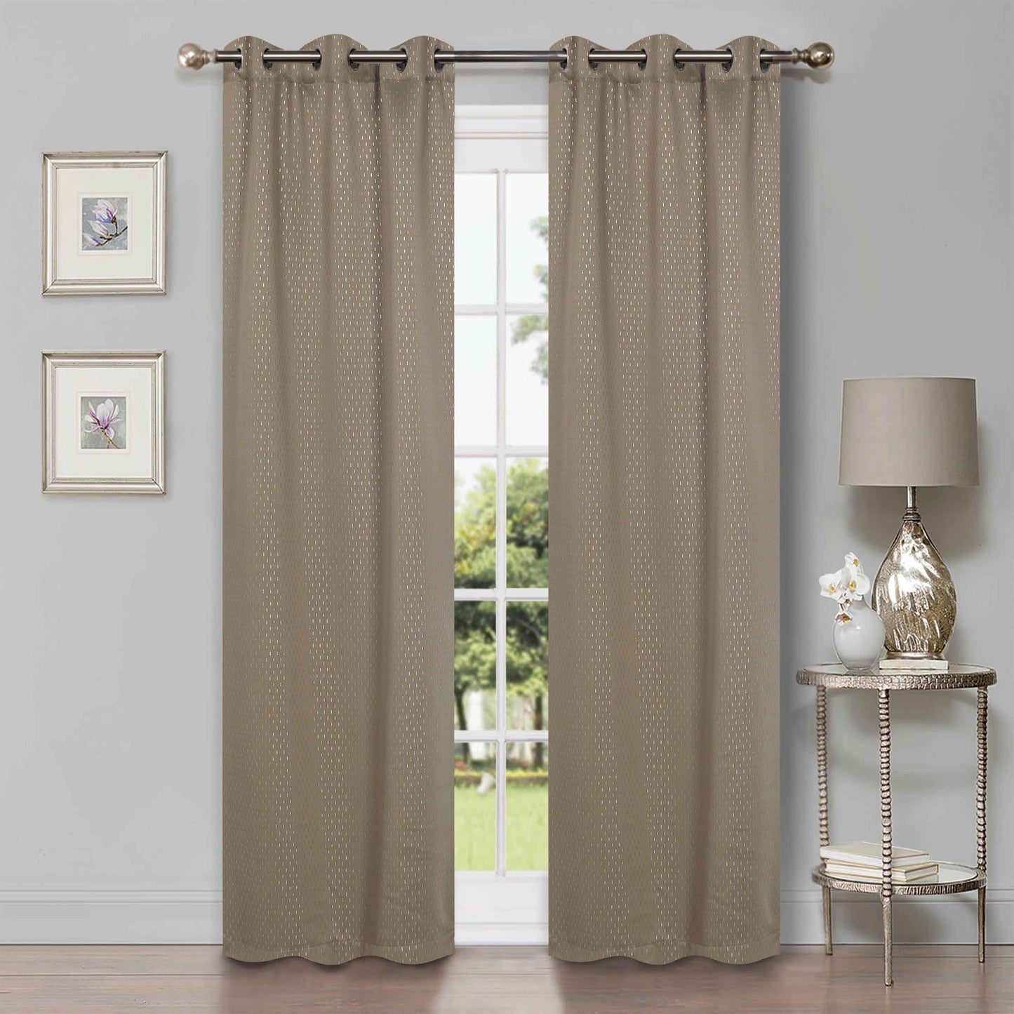 Modern Shimmer Washable Room Darkening Blackout Curtains. Set of 2