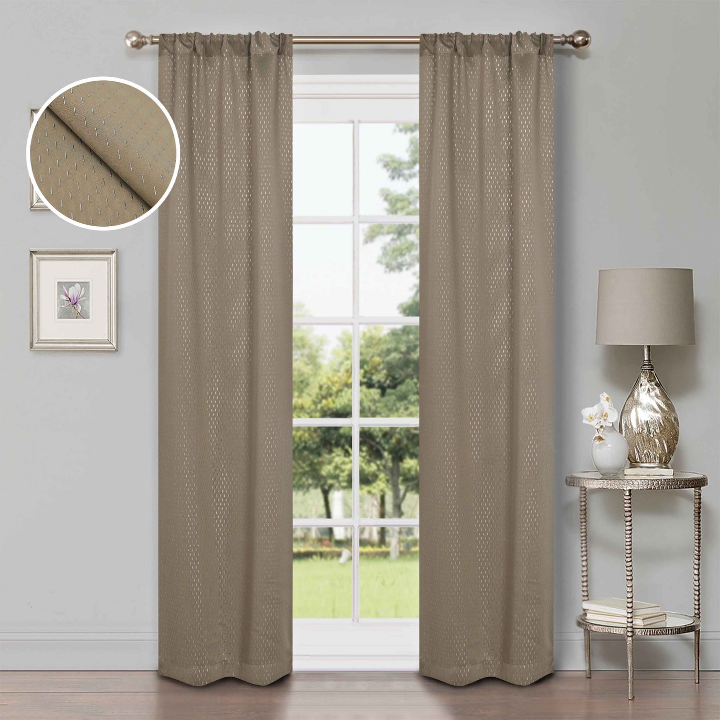 Modern Shimmer Washable Room Darkening Blackout Curtains. Set of 2